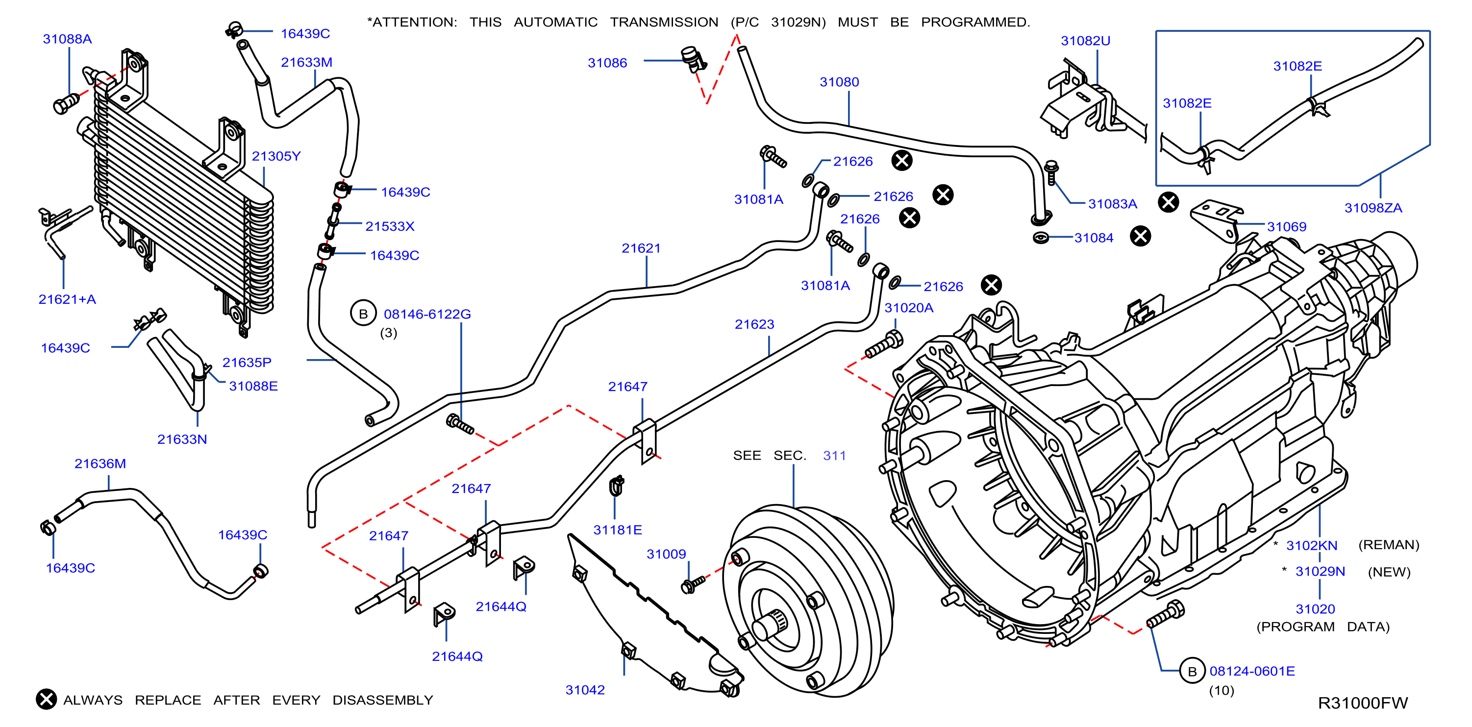 Diagram TRANS. AUT., TRANS. EJE DEL. Y AJUSTE for your 2011 Nissan Frontier Crew Cab PRO-4X 4.0L V6 AT 4WD 