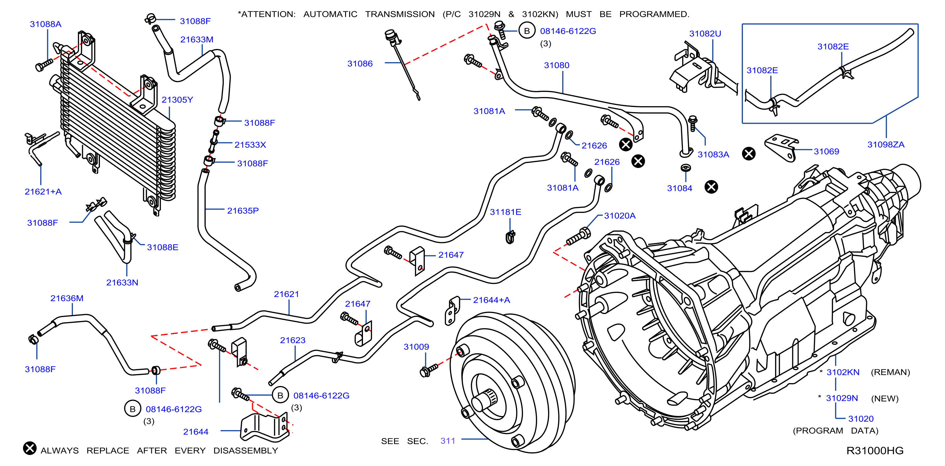 Diagram AUTO TRANSMISSION,TRANSAXLE & FITTING for your Nissan NV3500  