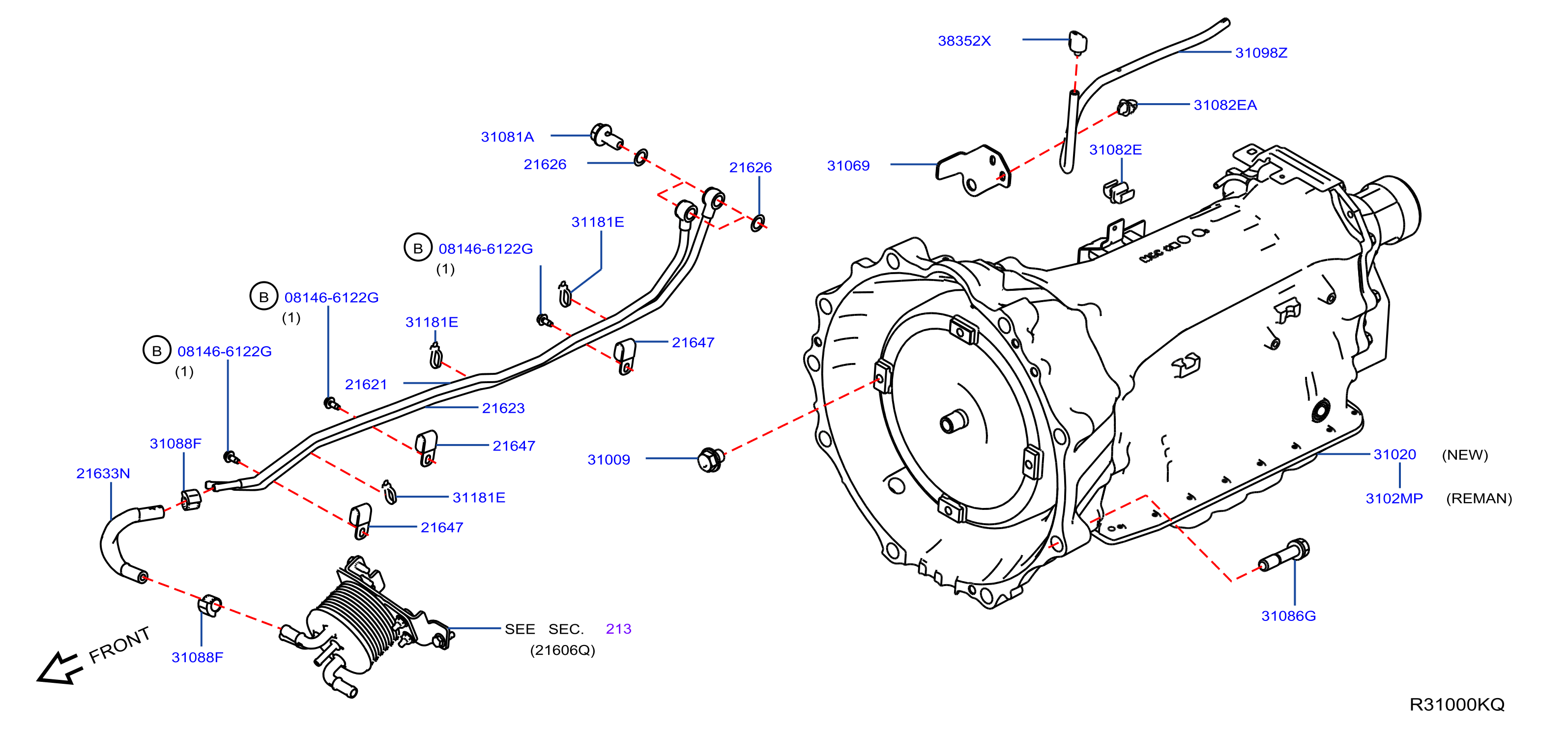 Diagram TRANS. AUT., TRANS. EJE DEL. Y AJUSTE for your 2017 Nissan Titan Crew Cab SV/COMF 5.6L V8 AT 4WD/MWB 