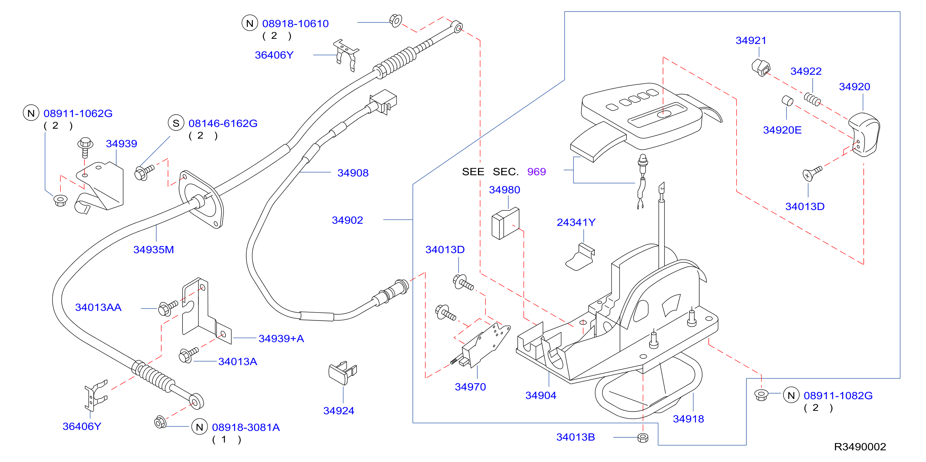 Full size assembly image of DISPOSITIVO MANDO TRANSMISIÓN AUTO. (1/2)