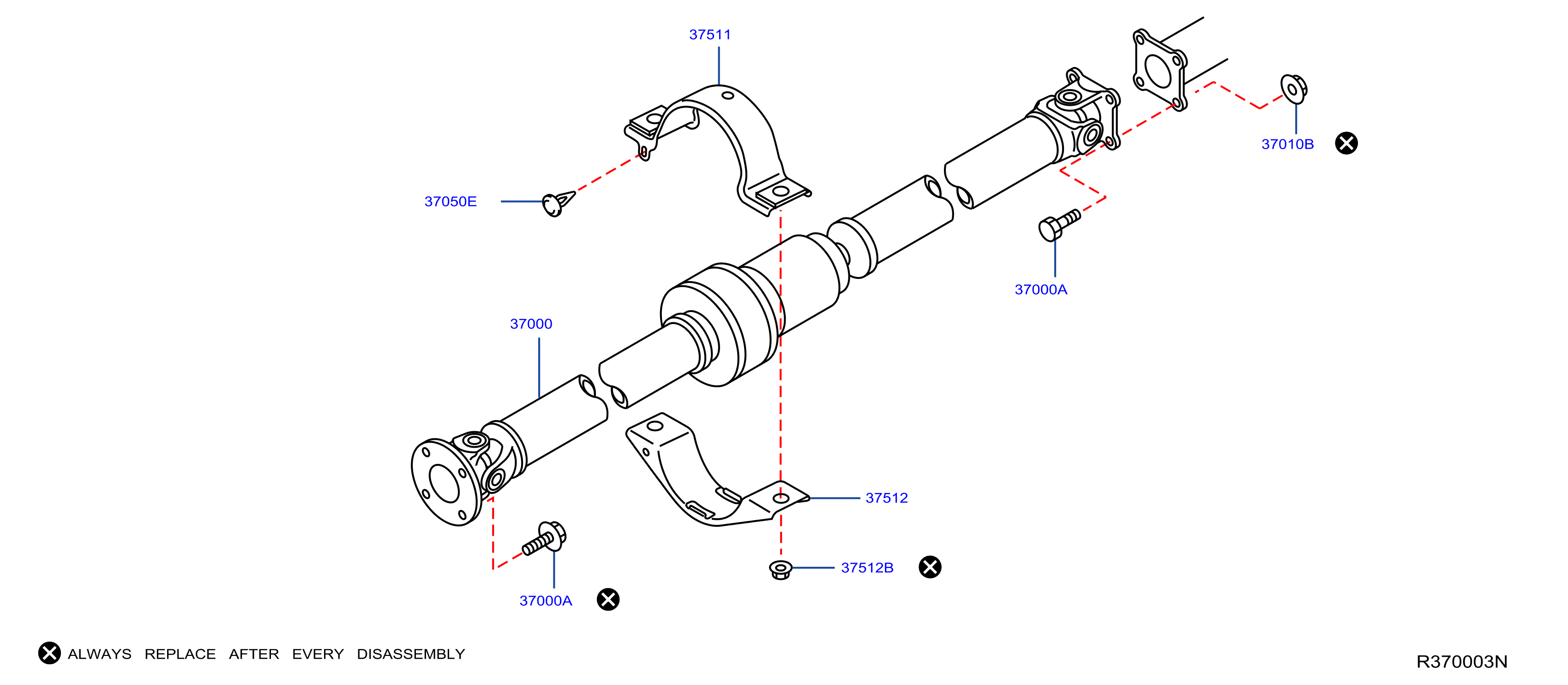 Diagram PROPELLER SHAFT for your 2005 Nissan Titan Crew Cab LE 5.6L V8 AT 4WD 