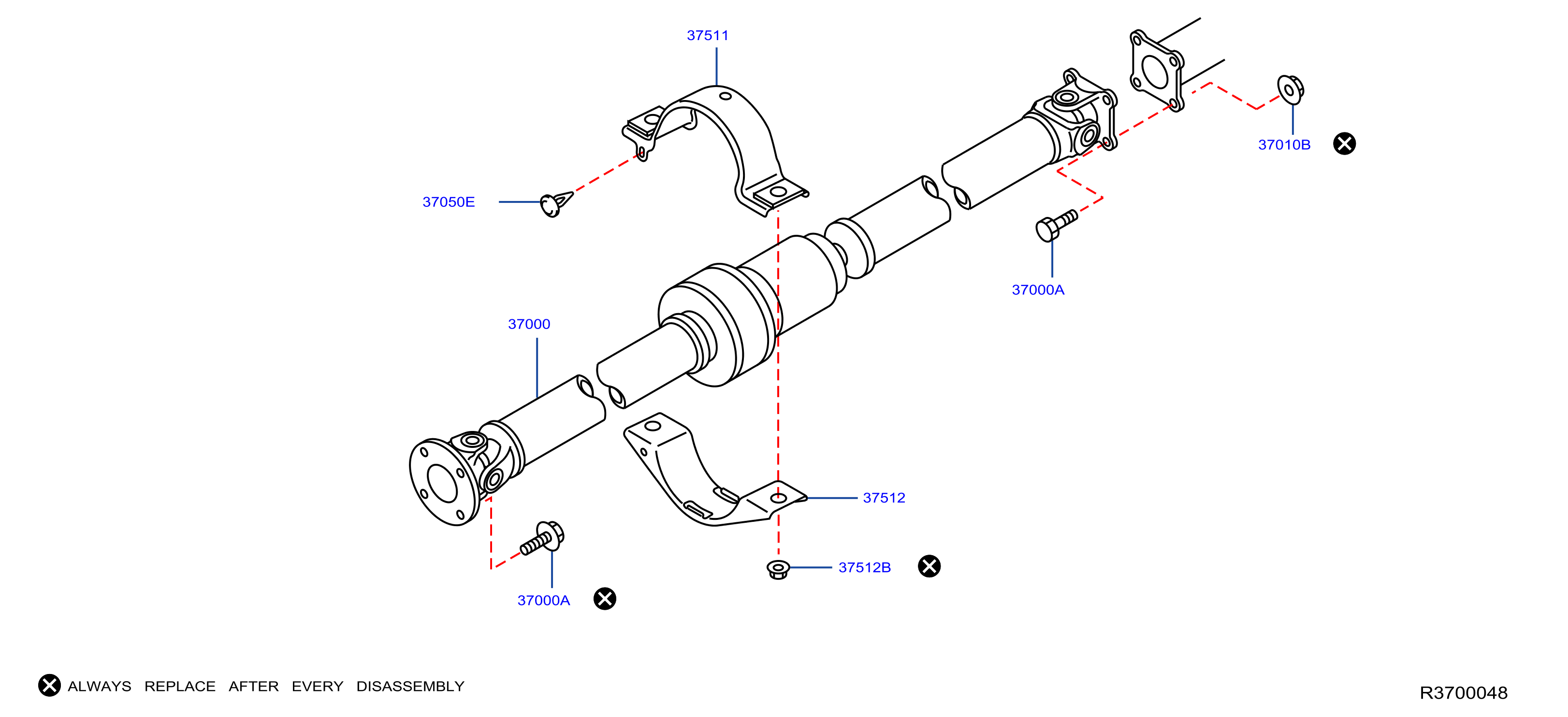 Diagram PROPELLER SHAFT for your Nissan Rogue  