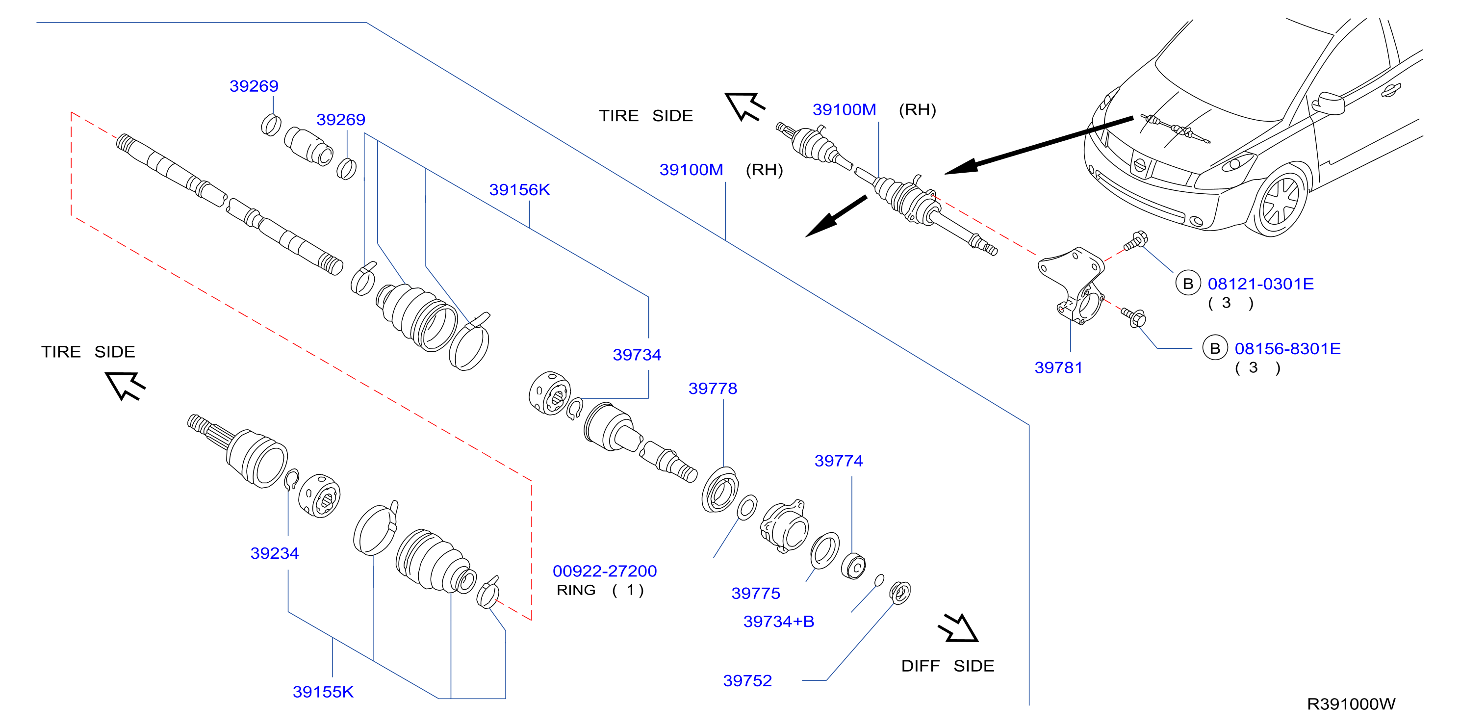 Diagram FRONT DRIVE SHAFT (FF) for your 2019 Nissan Sentra   