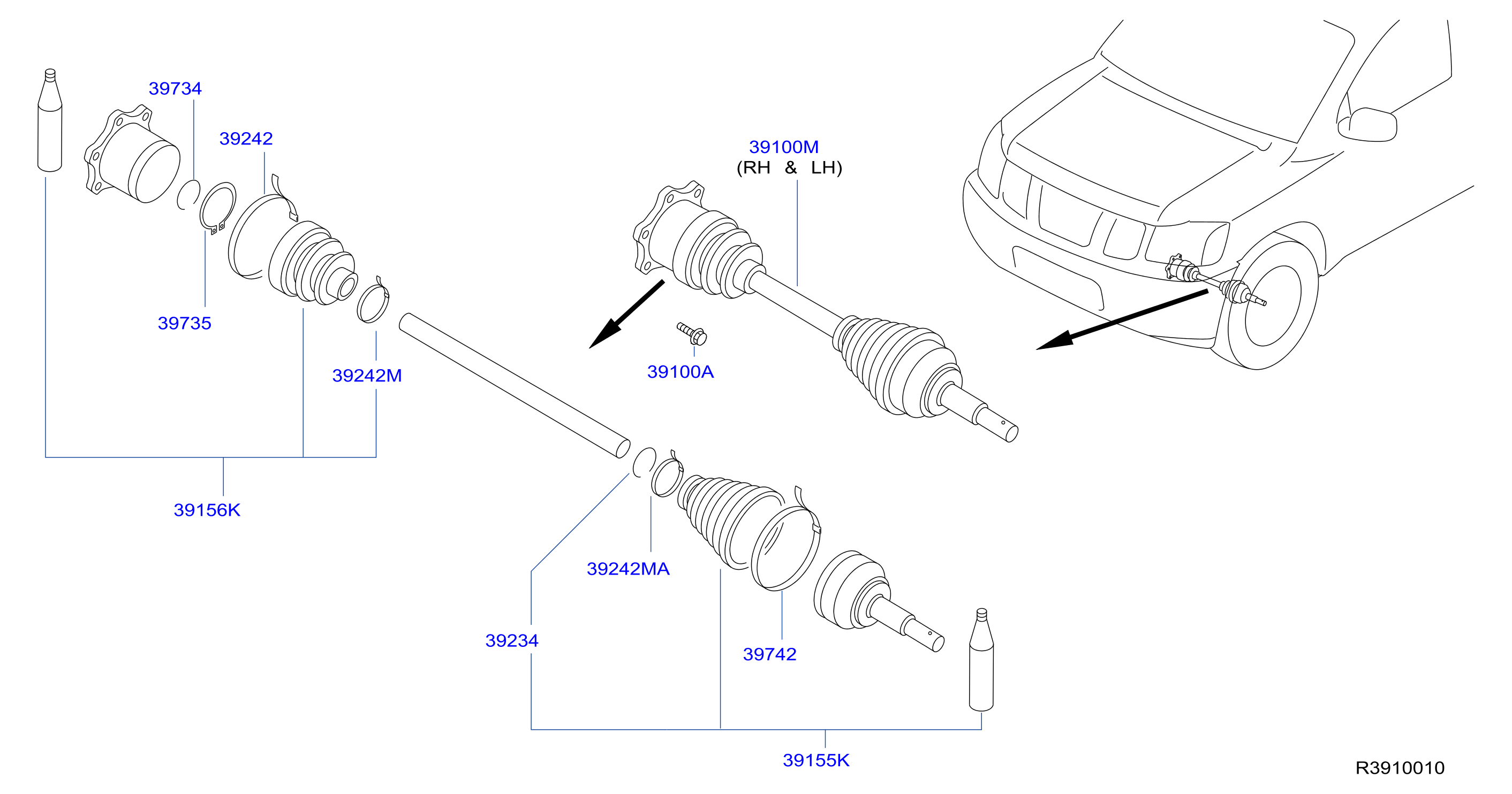 Diagram FRONT DRIVE SHAFT (FF) for your Nissan