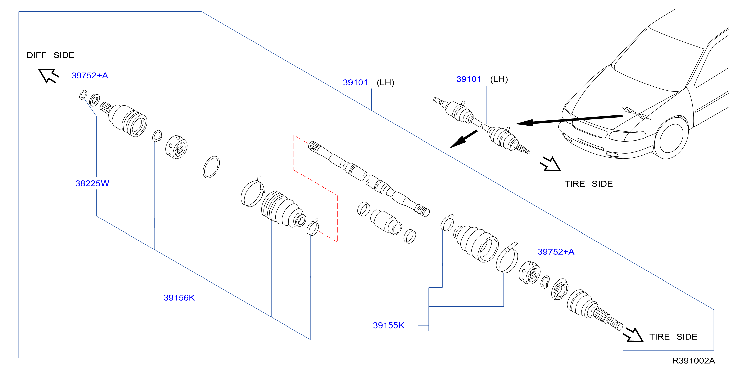 Diagram ÁRBOL DE MANDO DELANTERO (TRAC DEL) for your 2024 Nissan Z   