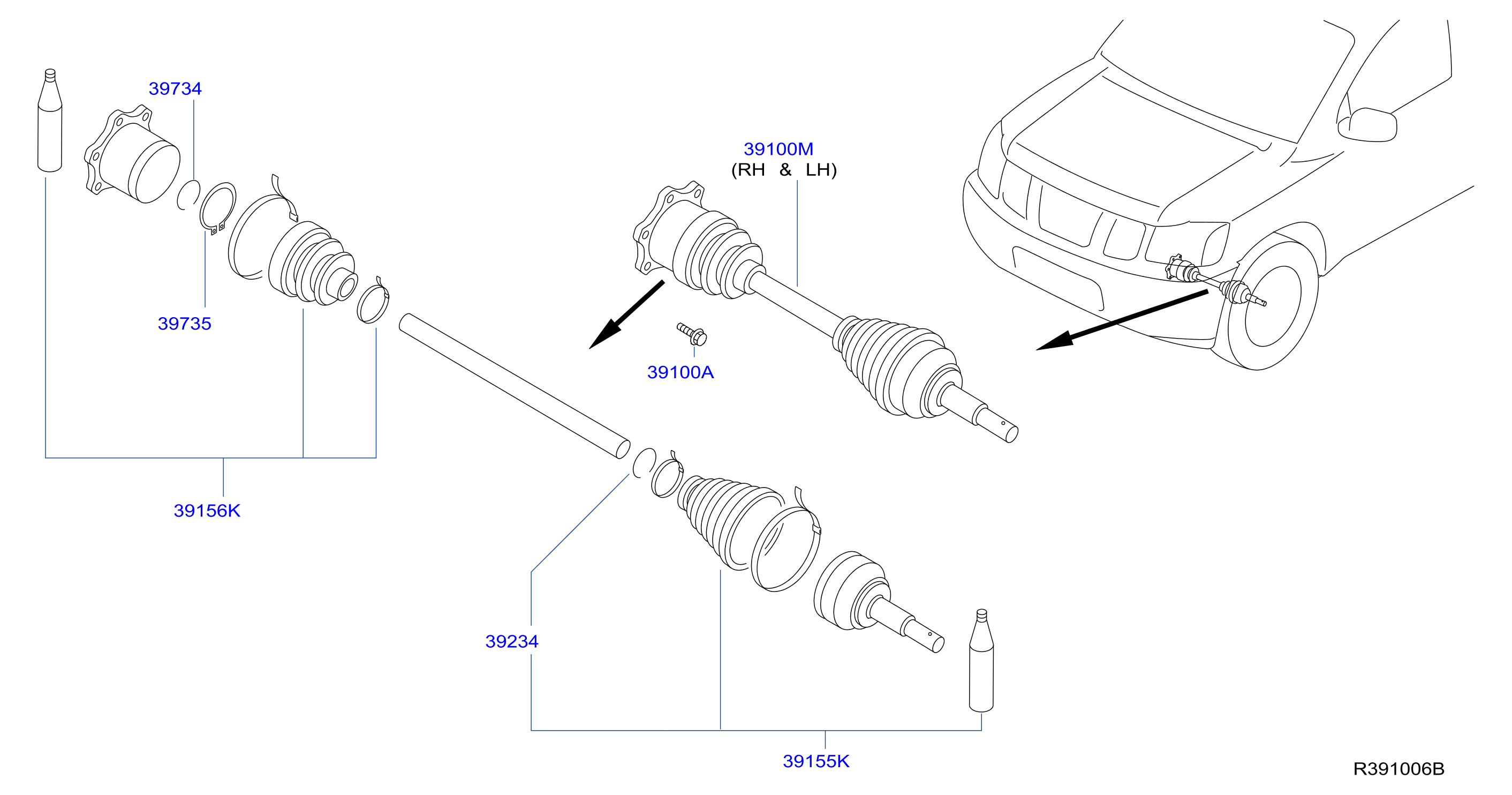 Diagram FRONT DRIVE SHAFT (FF) for your 2009 Nissan Titan Crew Cab SV/COMF  