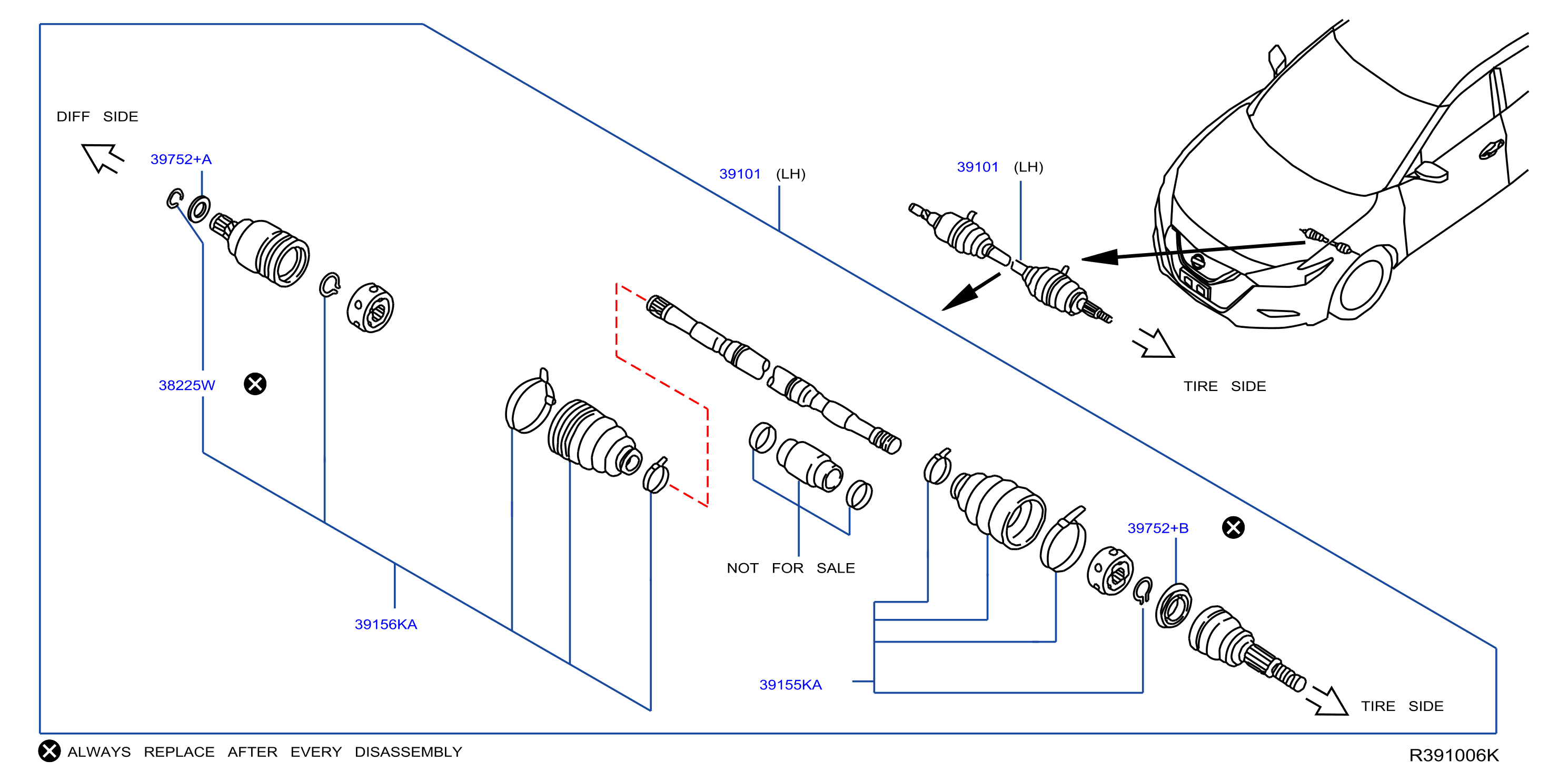 Diagram FRONT DRIVE SHAFT (FF) for your 2019 Nissan Sentra   