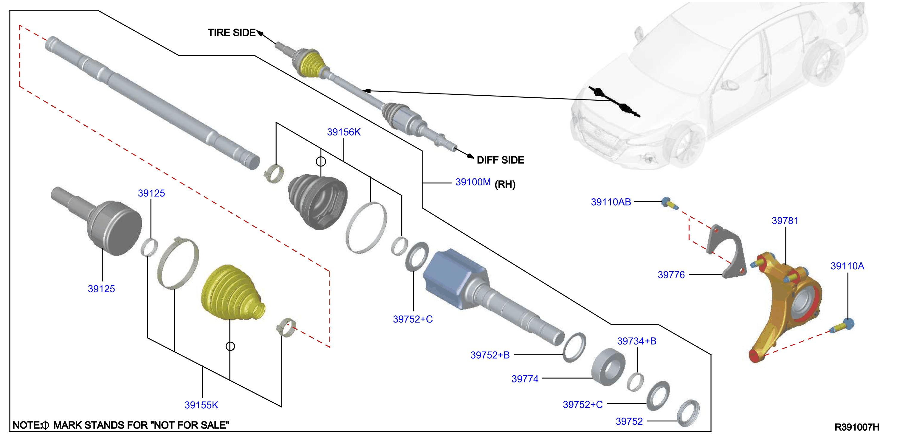 Diagram FRONT DRIVE SHAFT (FF) for your Nissan Altima  