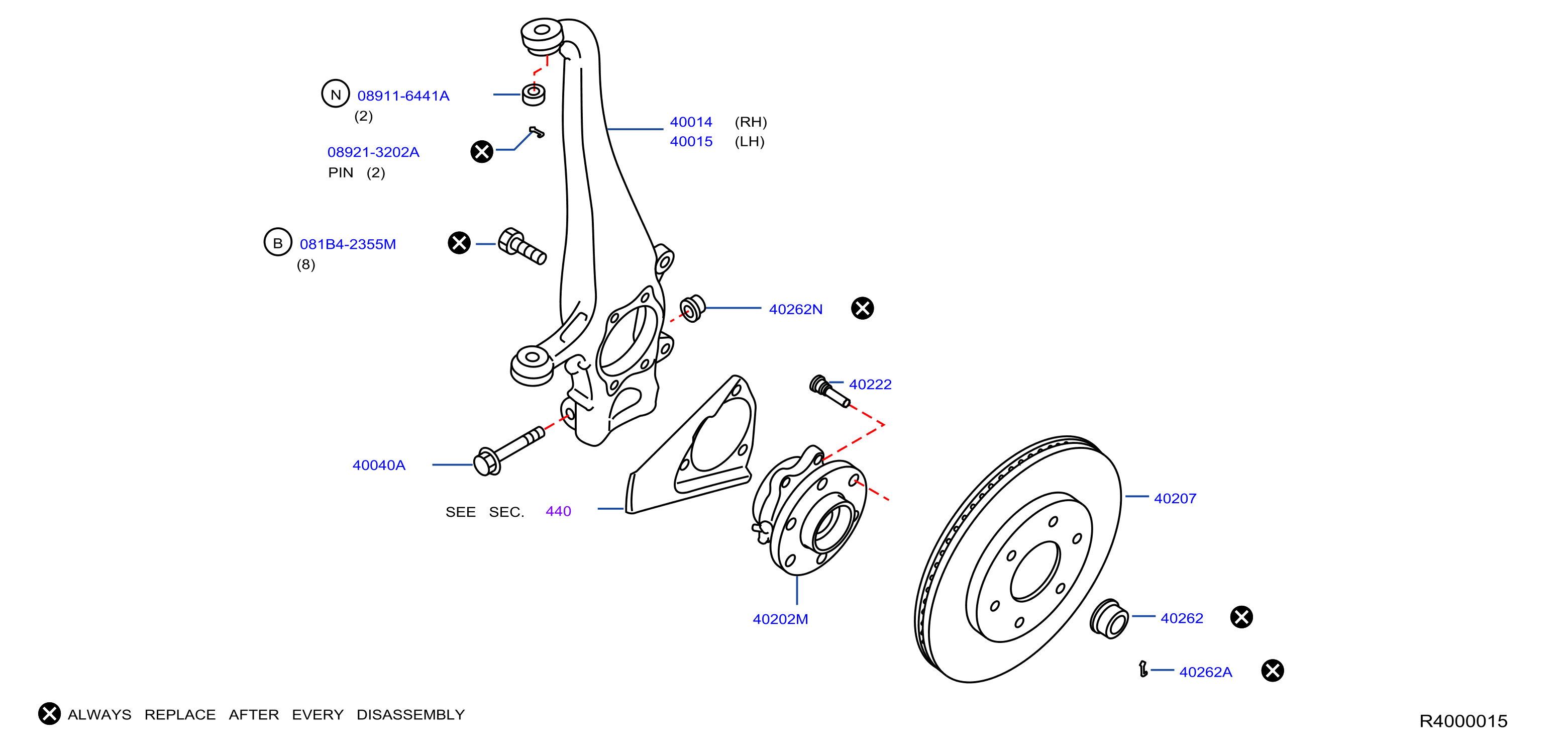 Diagram EJE DELANTERO for your Nissan