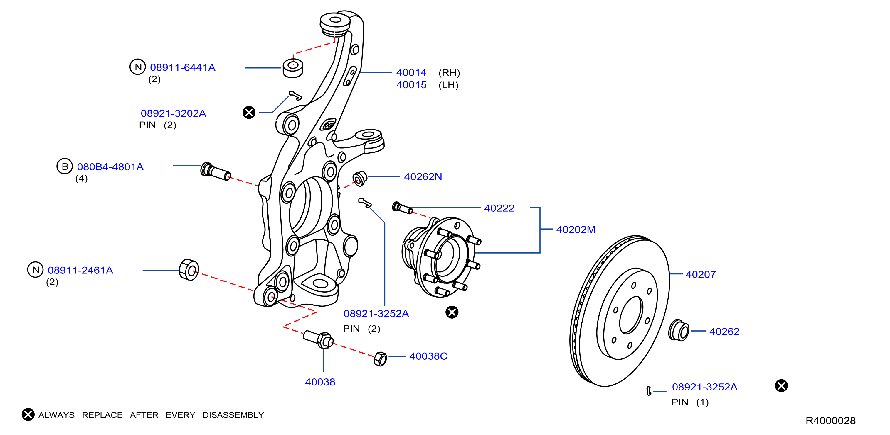 Diagram FRONT AXLE for your Nissan