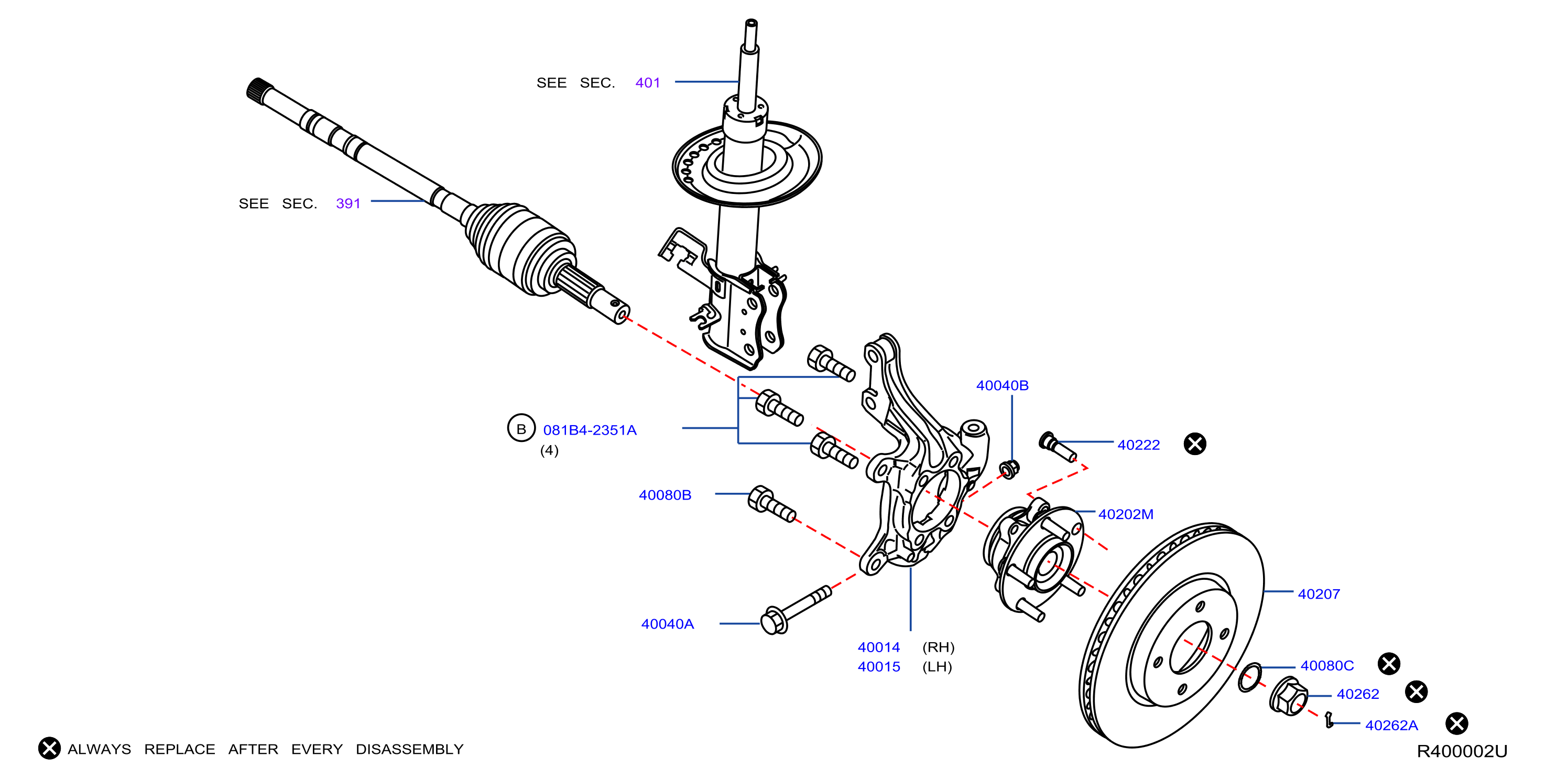 Diagram FRONT AXLE for your Nissan