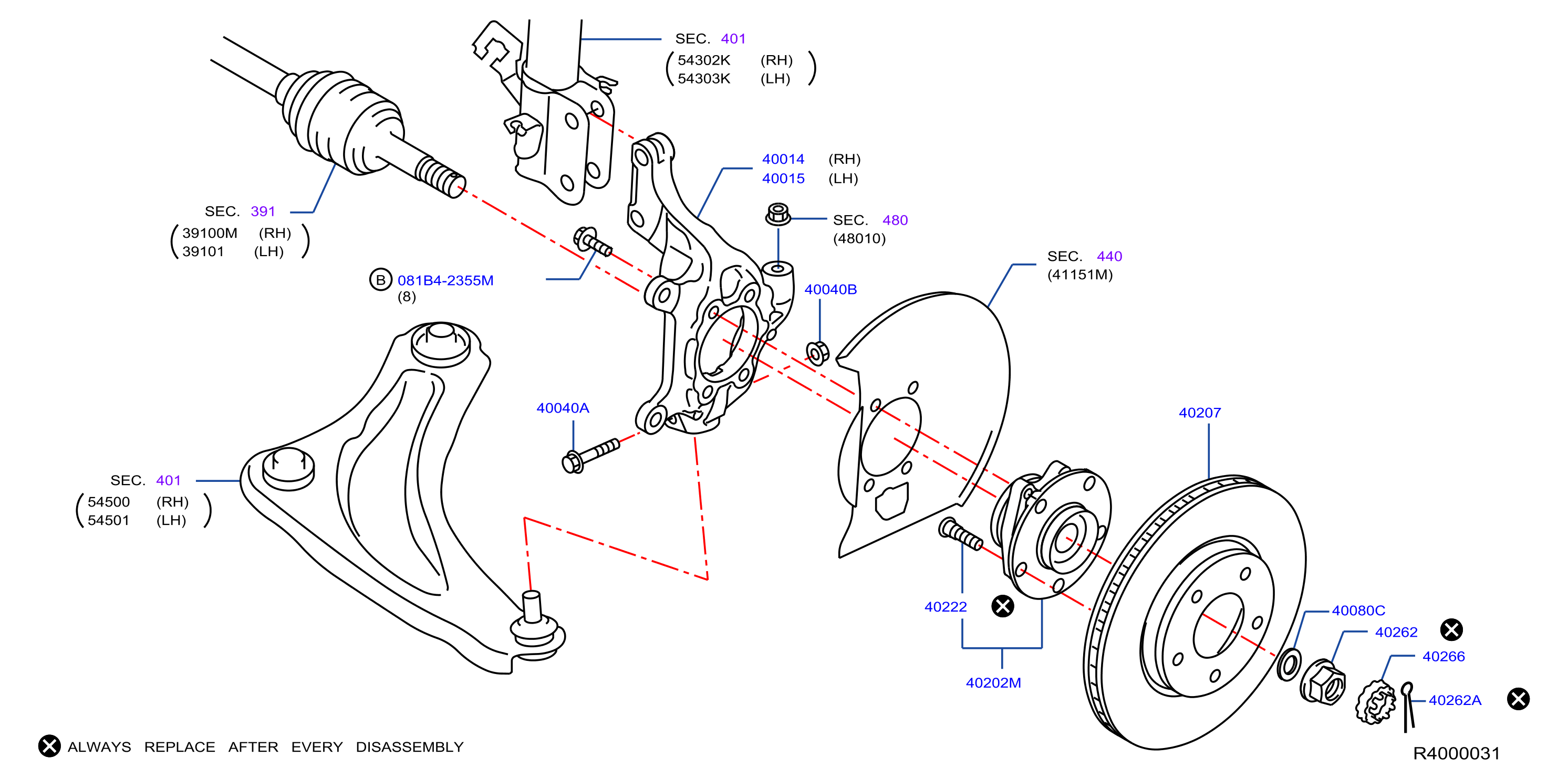 Diagram FRONT AXLE for your 2015 Nissan Versa Note   