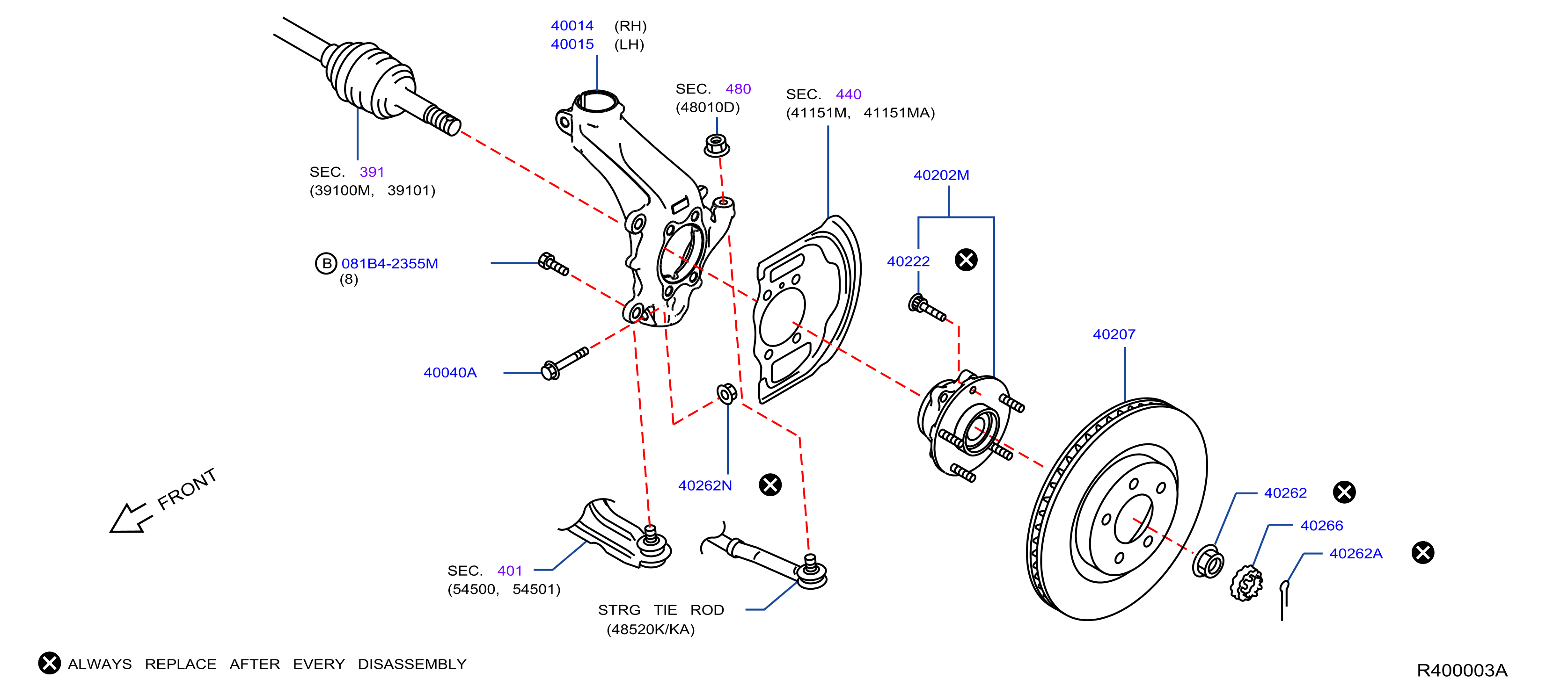 Diagram FRONT AXLE for your Nissan Rogue  