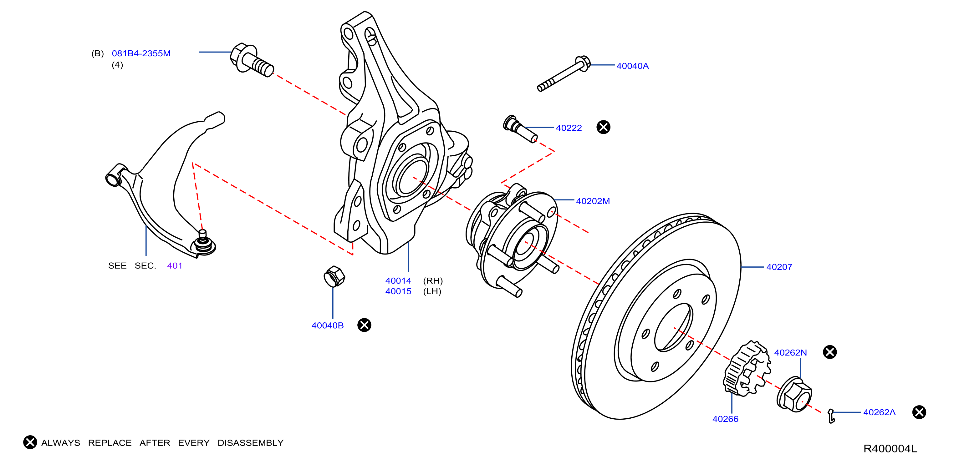 40014-JA00A - Spdl knuckle. Spindle knuckle. (right) - Genuine Nissan Part