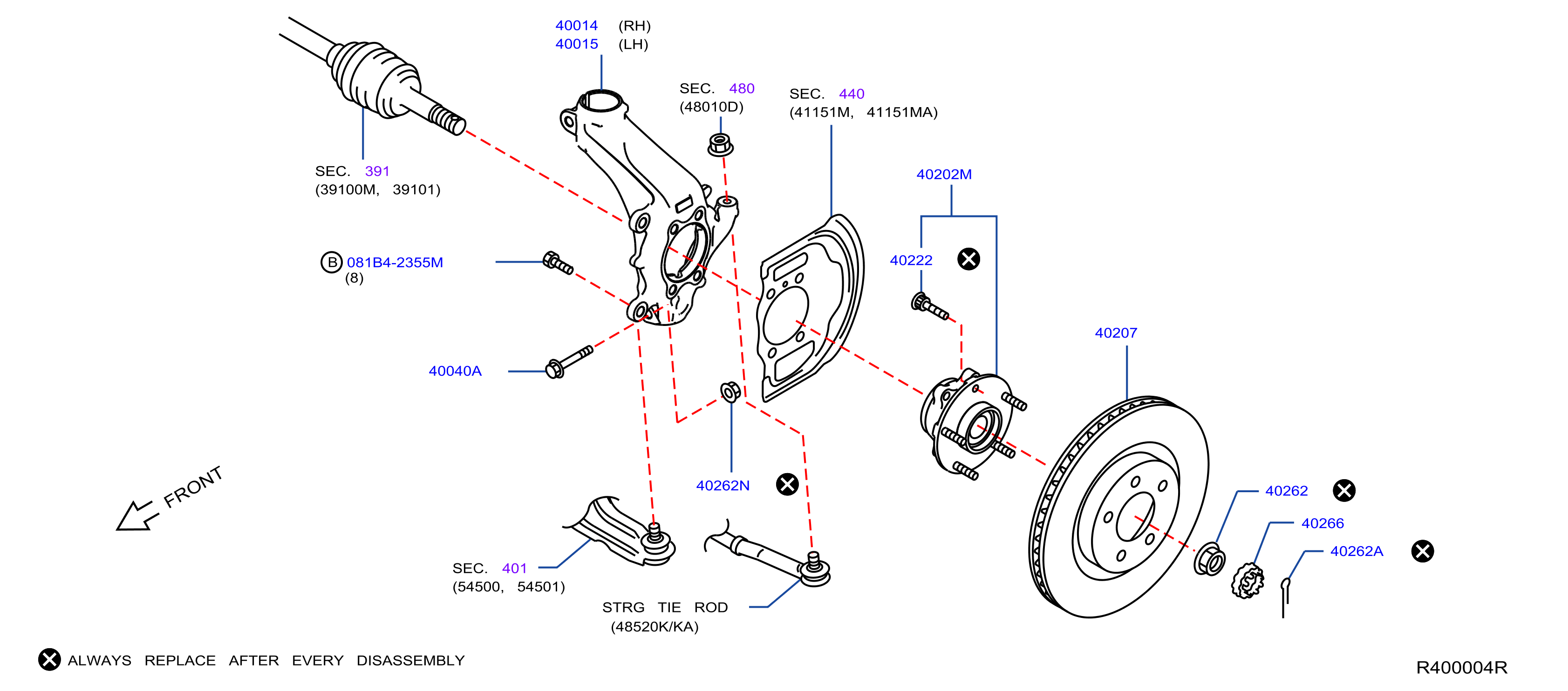 Diagram FRONT AXLE for your Nissan Rogue  