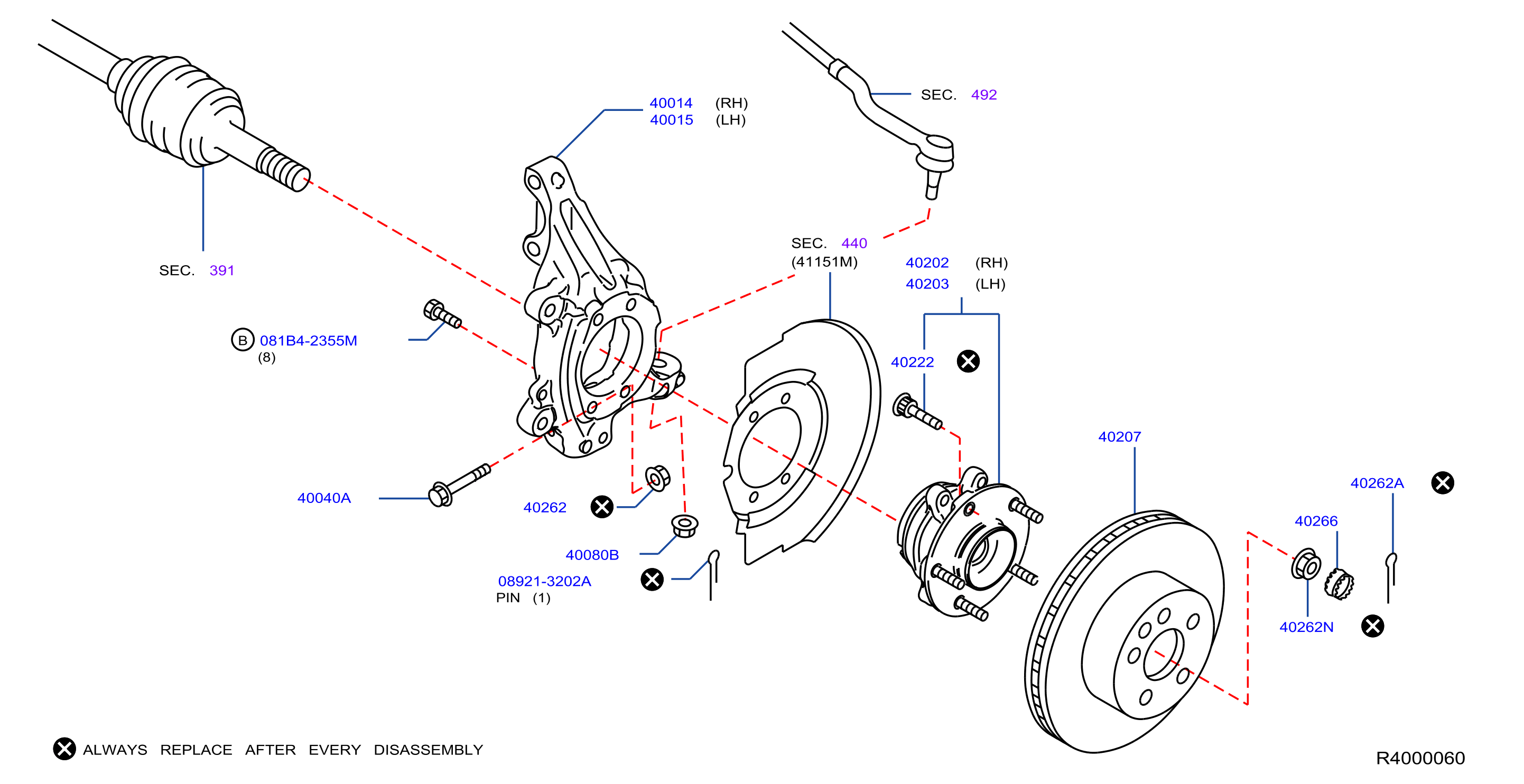 Diagram EJE DELANTERO for your Nissan