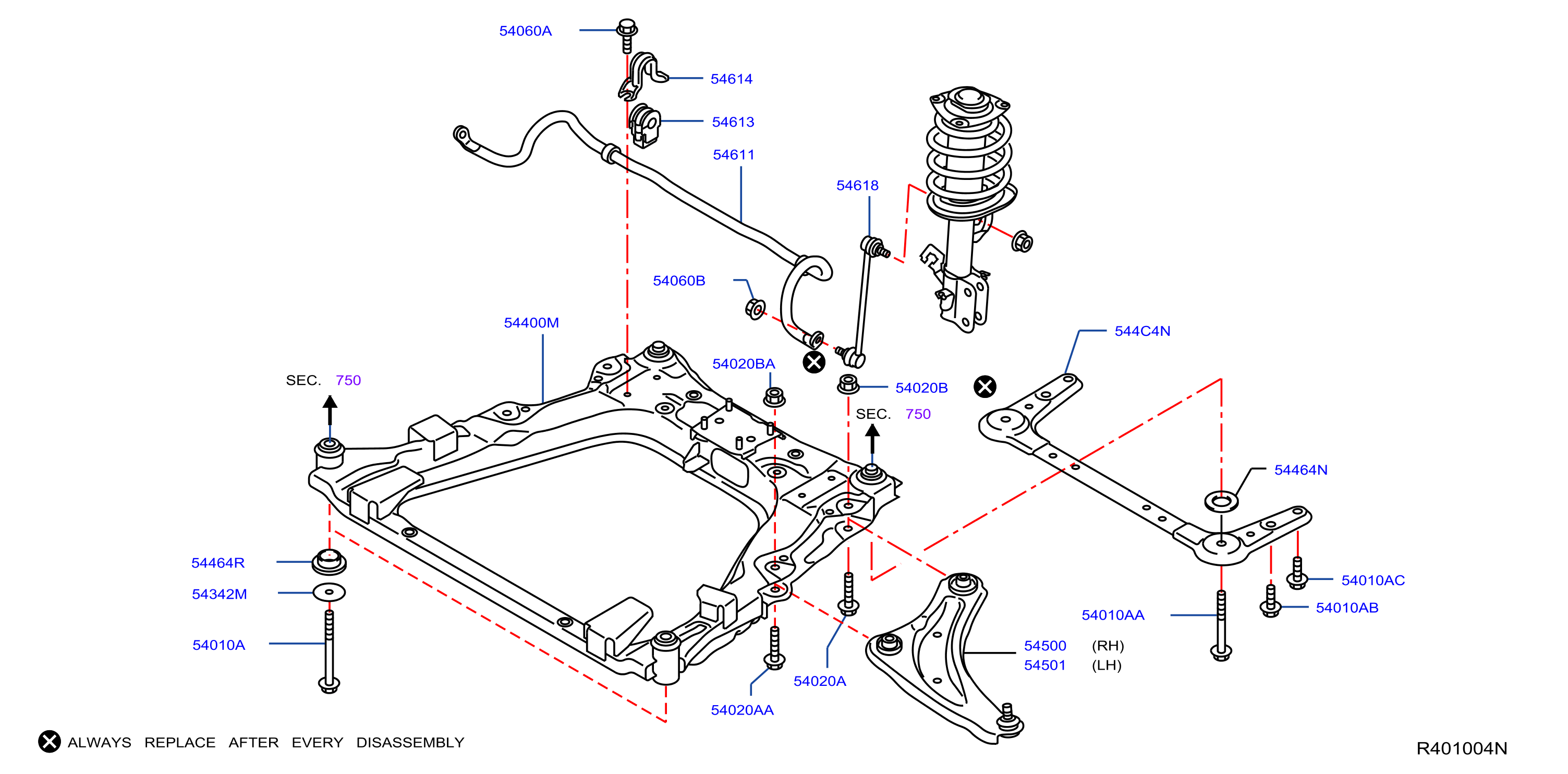 2021 Nissan LEAF Suspension Subframe Crossmember (Front) - 54400-3NF0A ...