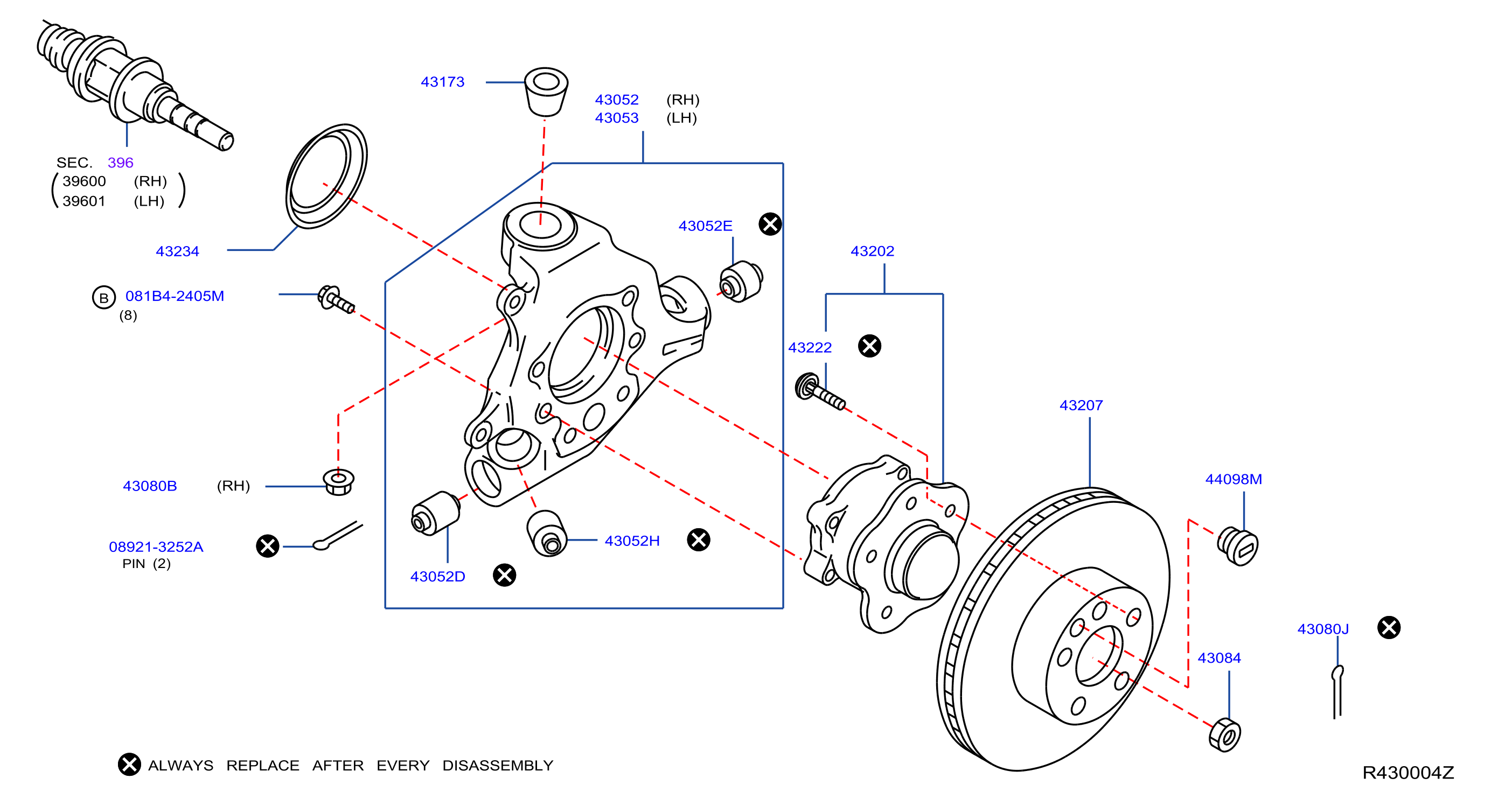 Diagram REAR AXLE for your 2004 Nissan Murano   