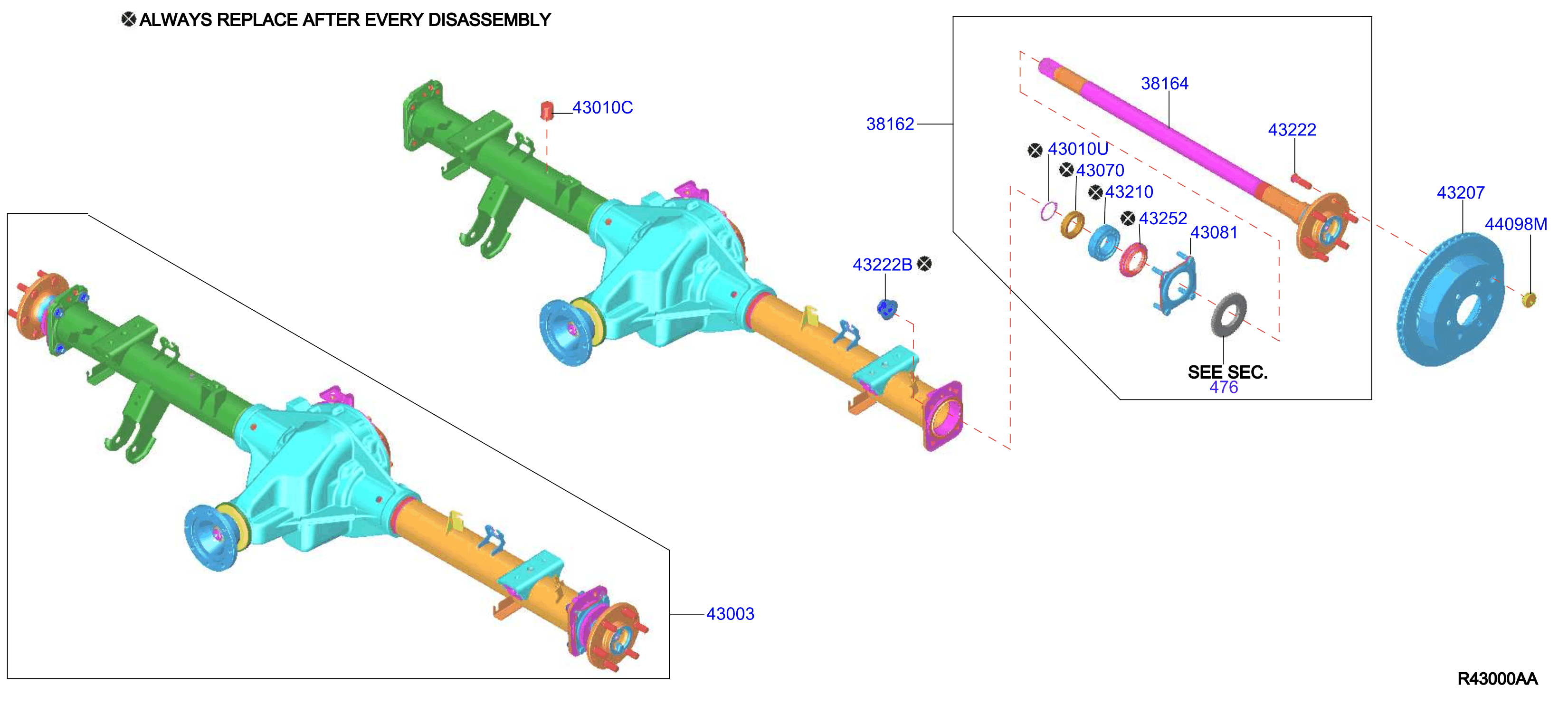 Diagram REAR AXLE for your 2004 Nissan Sentra SEDAN 1.8  