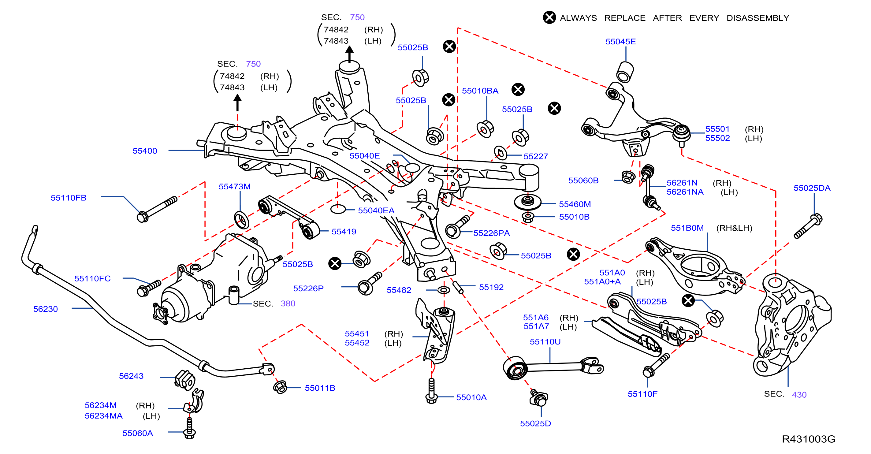 Diagram REAR SUSPENSION for your 2010 INFINITI M45   
