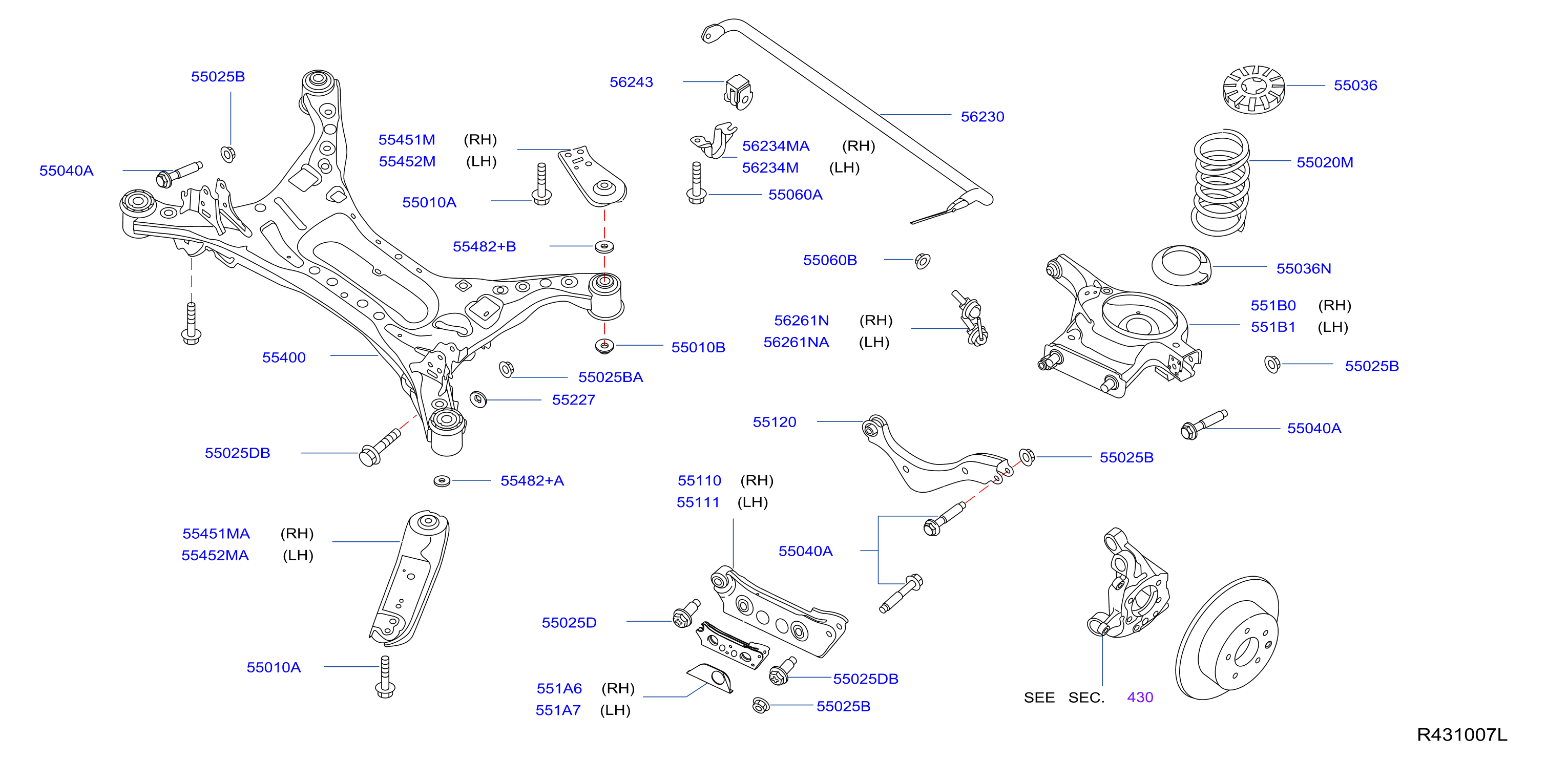 Diagram REAR SUSPENSION for your 2018 Nissan Rogue S 2ROW  