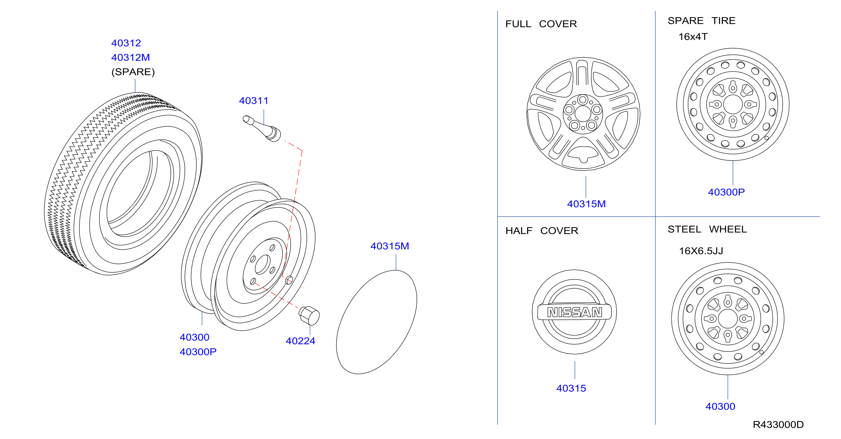 Diagram ROAD WHEEL & TIRE for your 1997 Nissan Pathfinder   