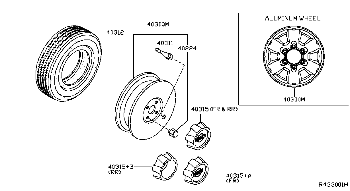 Diagram ROAD WHEEL & TIRE for your Nissan