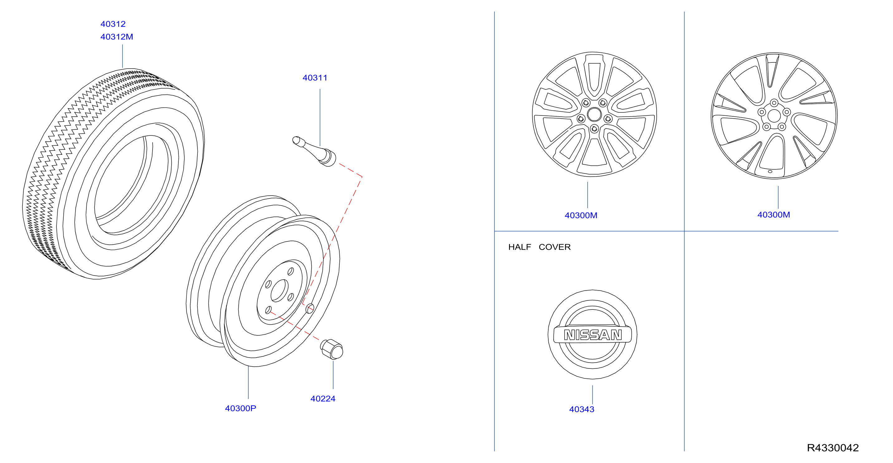 Diagram ROAD WHEEL & TIRE for your 1997 Nissan Pathfinder   