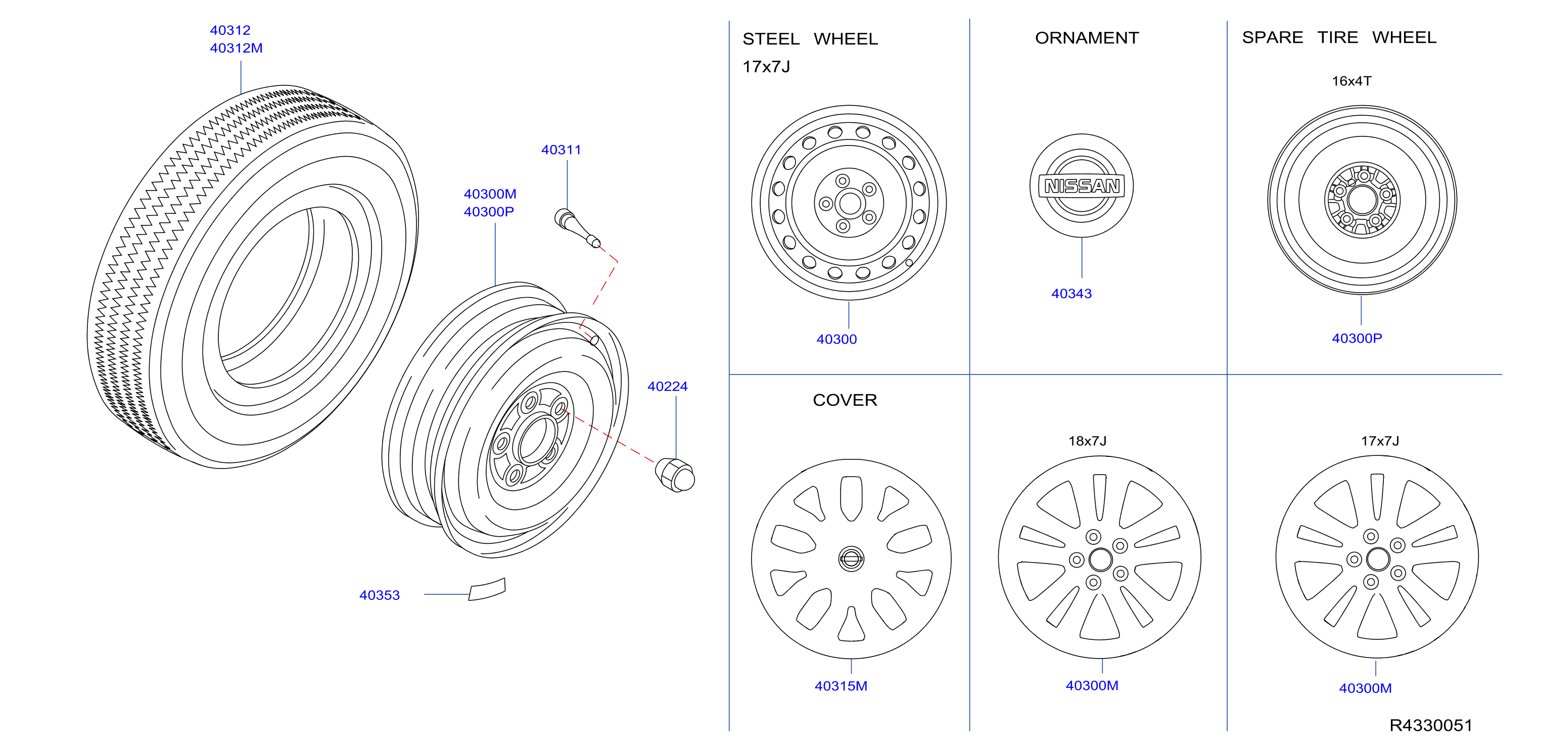 Diagram ROAD WHEEL & TIRE for your Nissan Rogue  