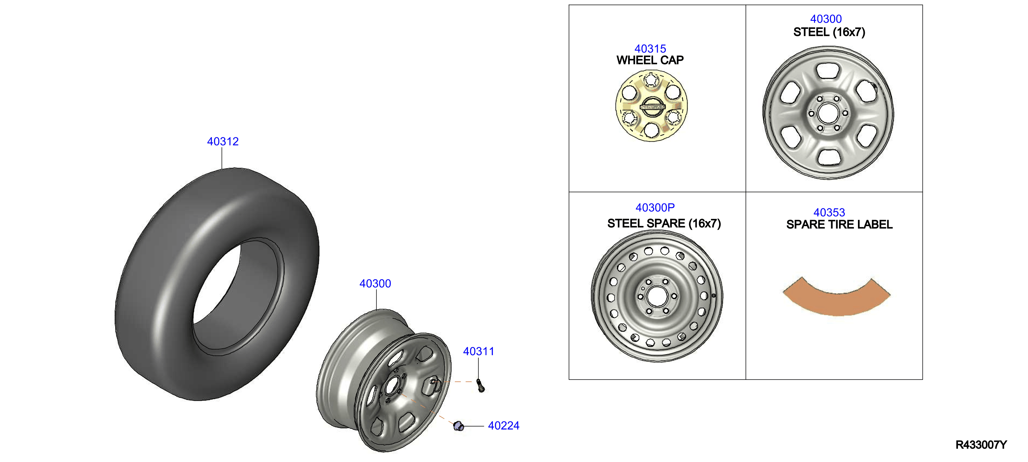 Diagram ROAD WHEEL & TIRE for your Nissan