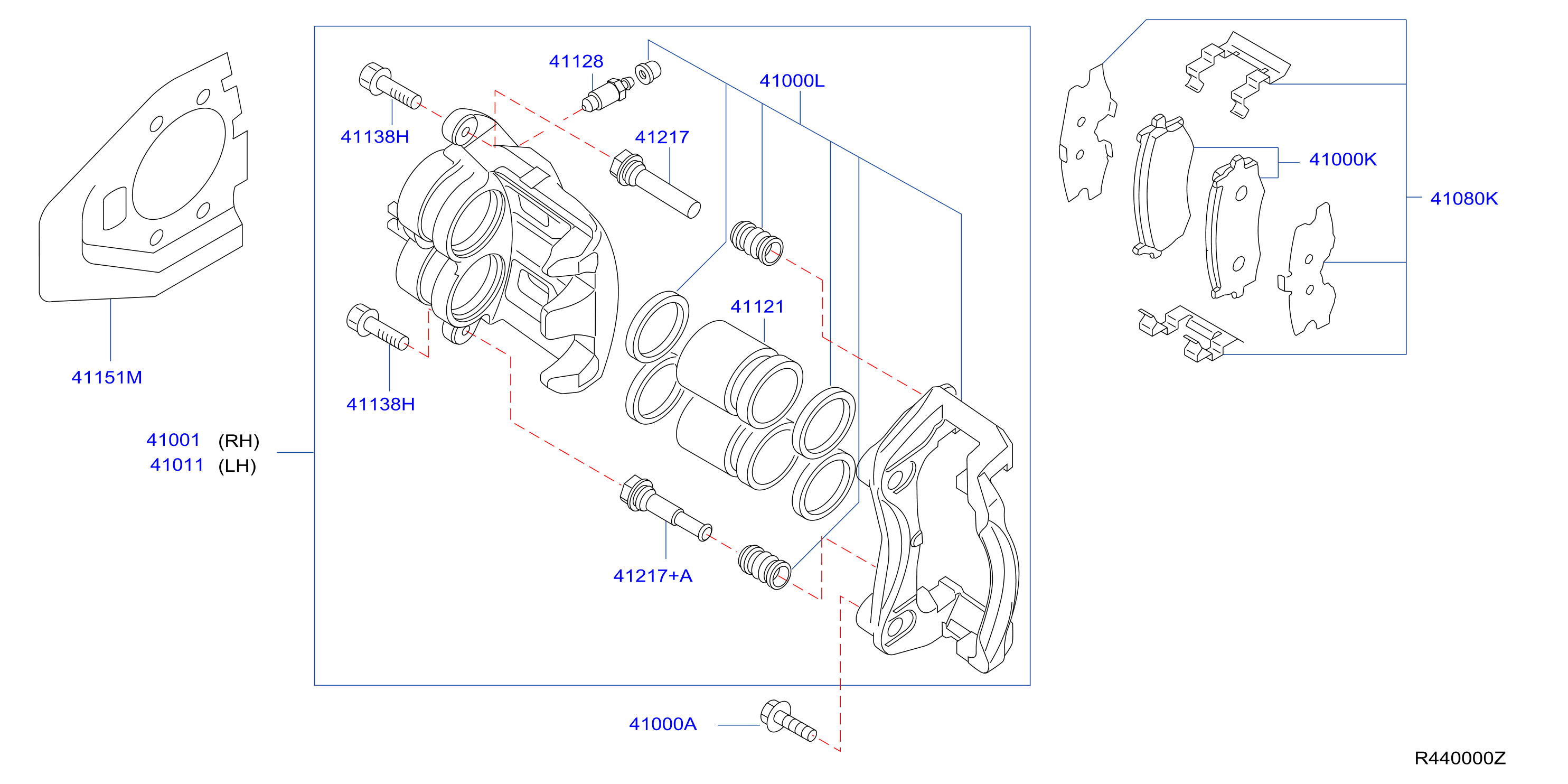 Diagram FRONT BRAKE for your 2002 Nissan Xterra   