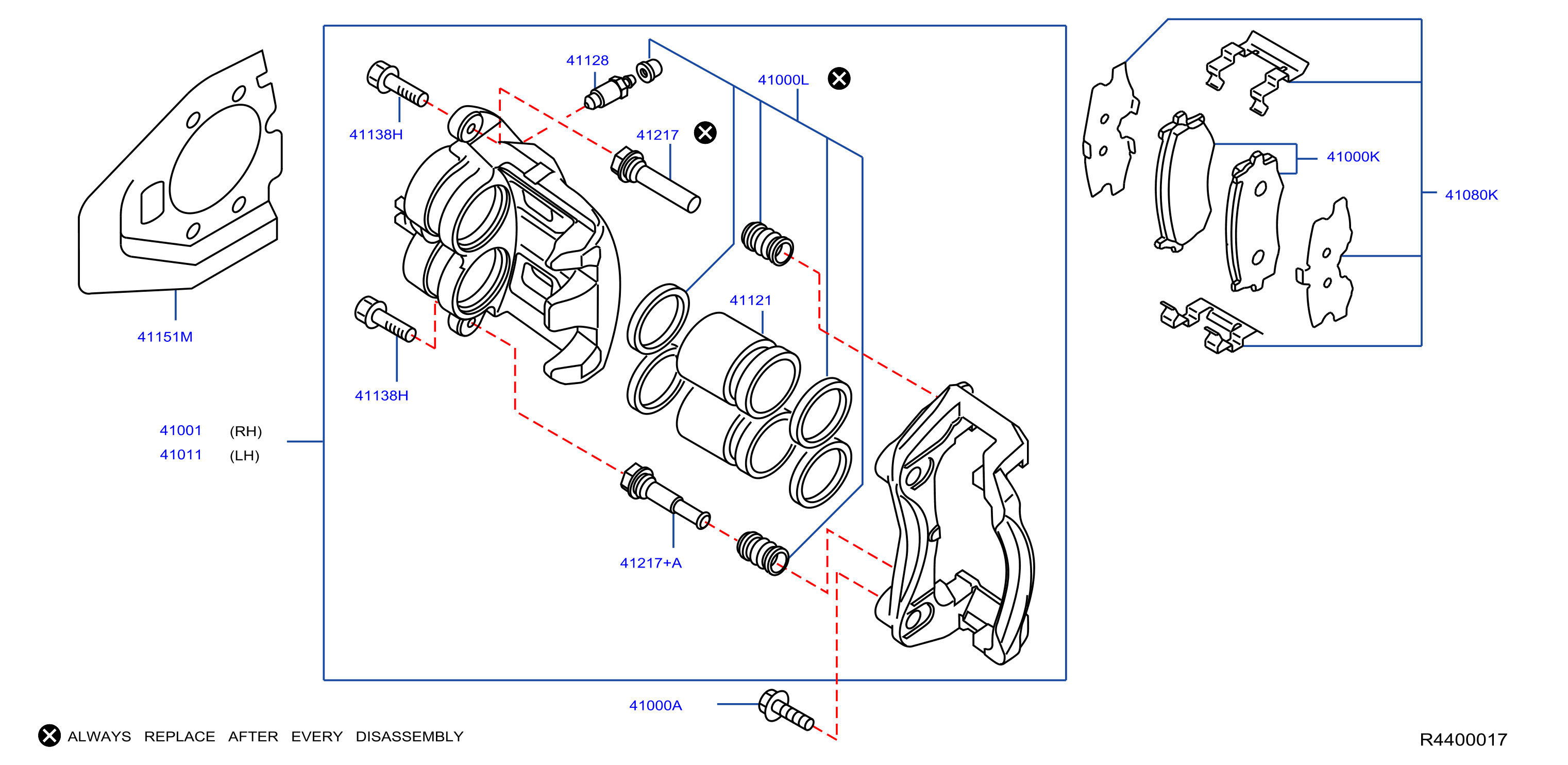 Diagram FRONT BRAKE for your 2001 Nissan Xterra   