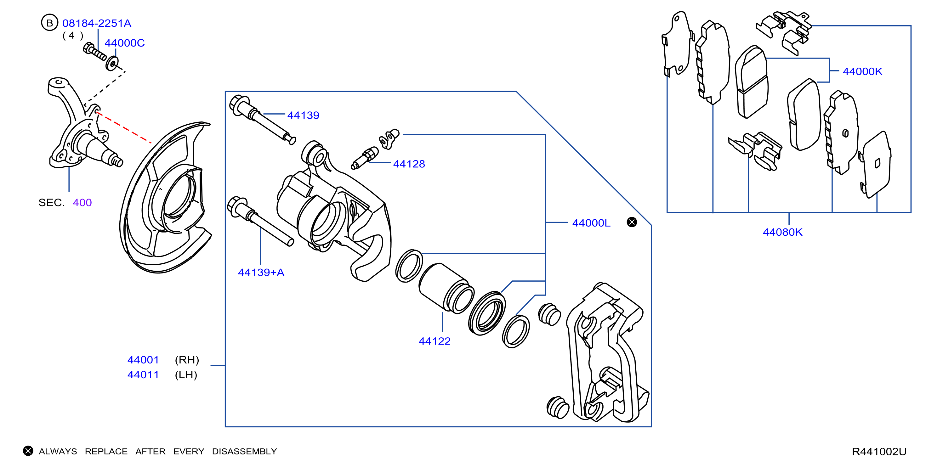 Nissan Armada Parking Brake Lever Left 44050 CY001 Genuine