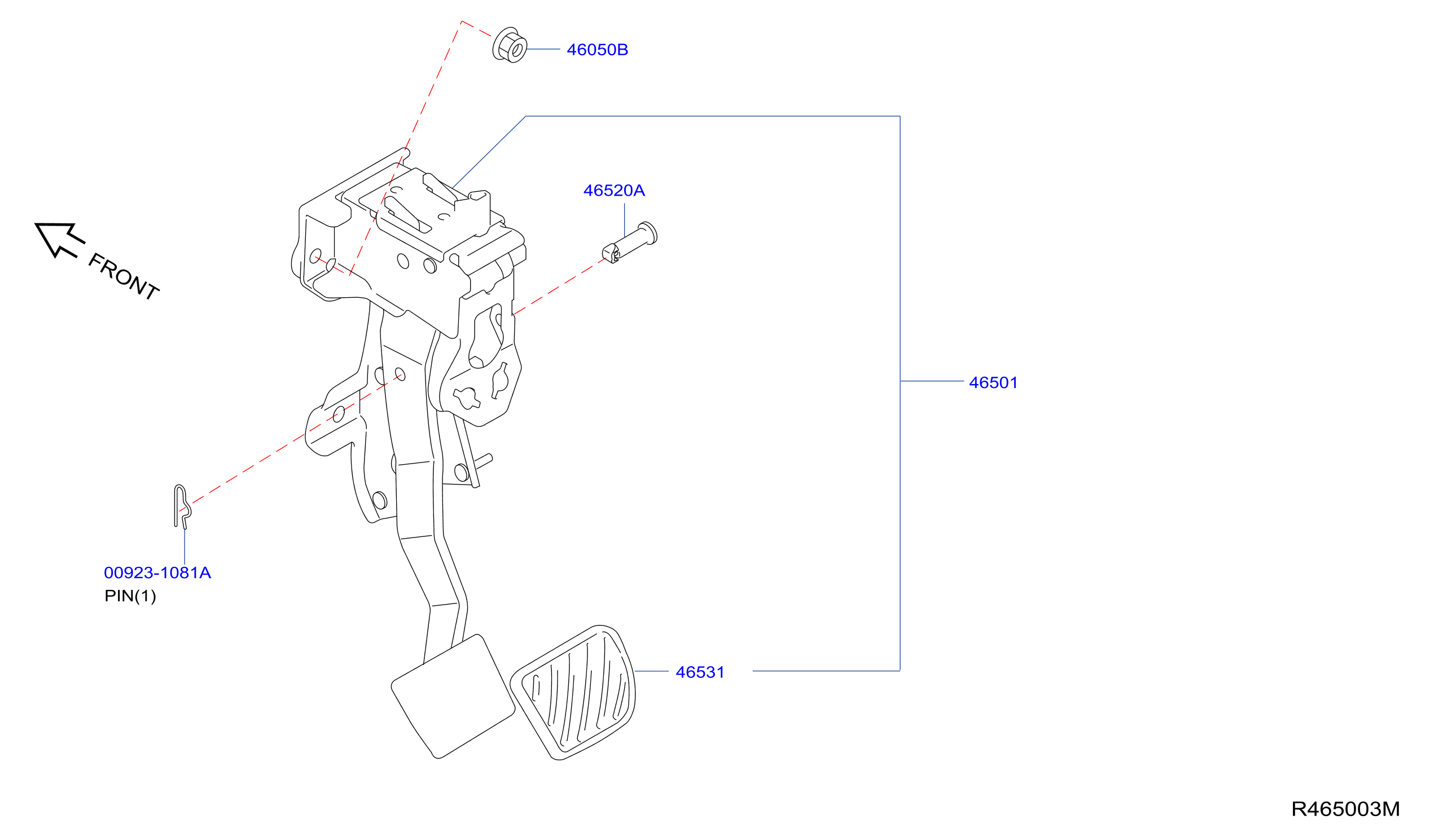 Diagram BRAKE & CLUTCH PEDAL for your 2014 Nissan Rogue SL PREMIUM 2ROW  