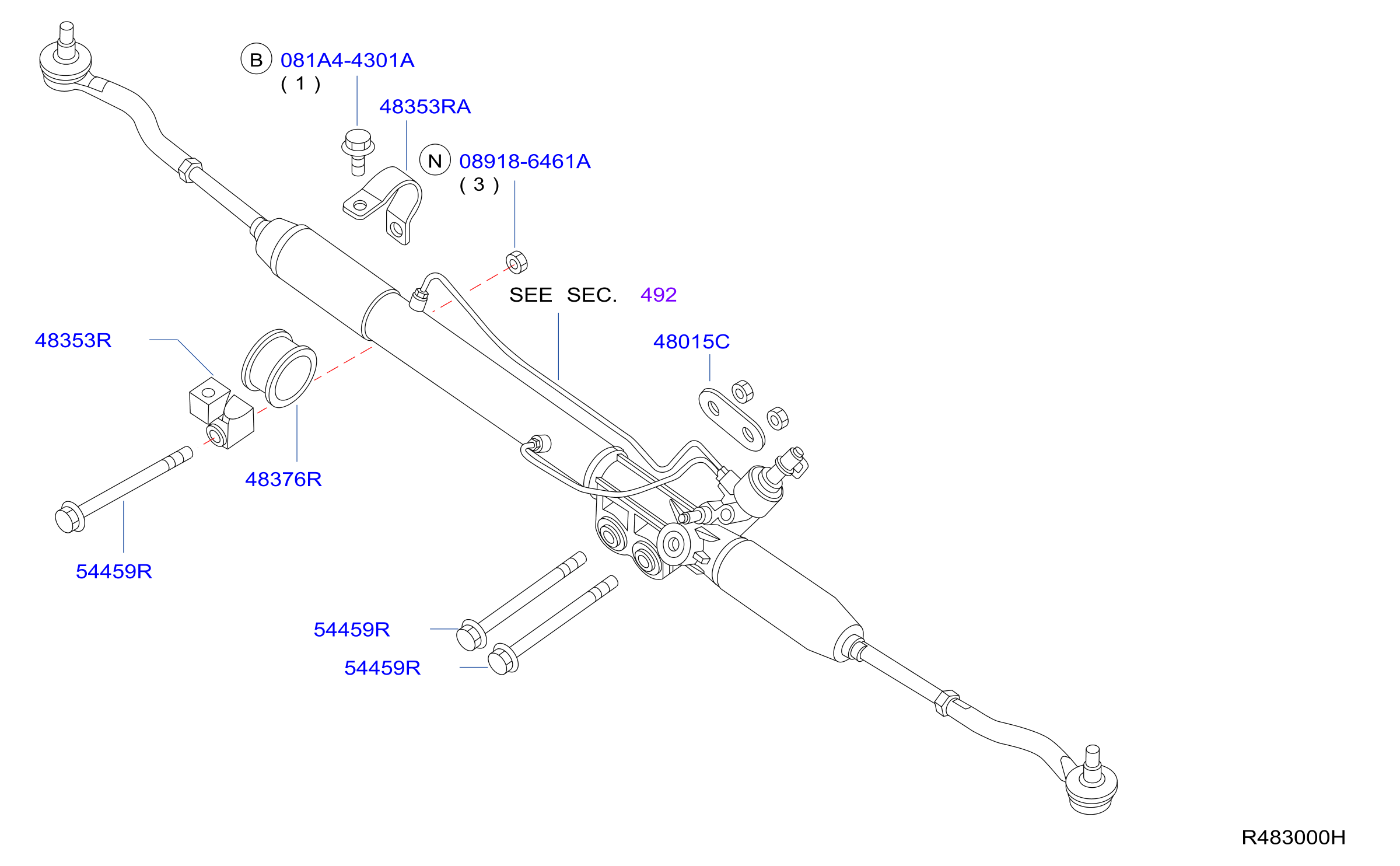 Diagram STEERING GEAR MOUNTING for your 2012 Nissan Titan XD King Cab PRO/4X  