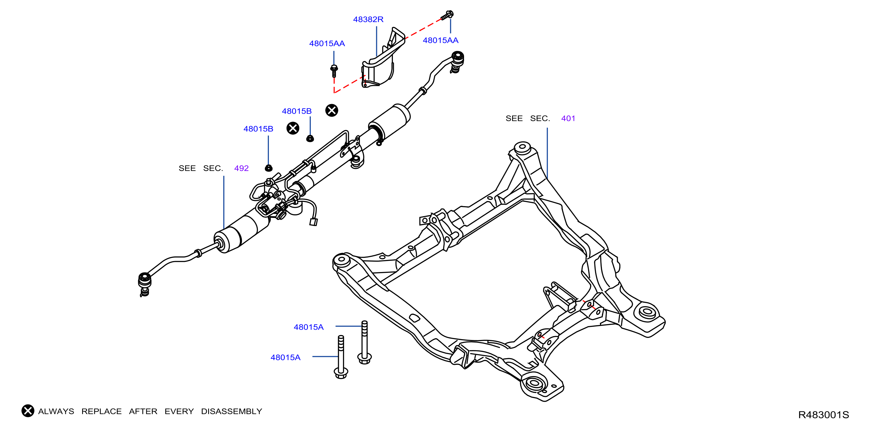 Diagram STEERING GEAR MOUNTING for your 2013 INFINITI QX80   