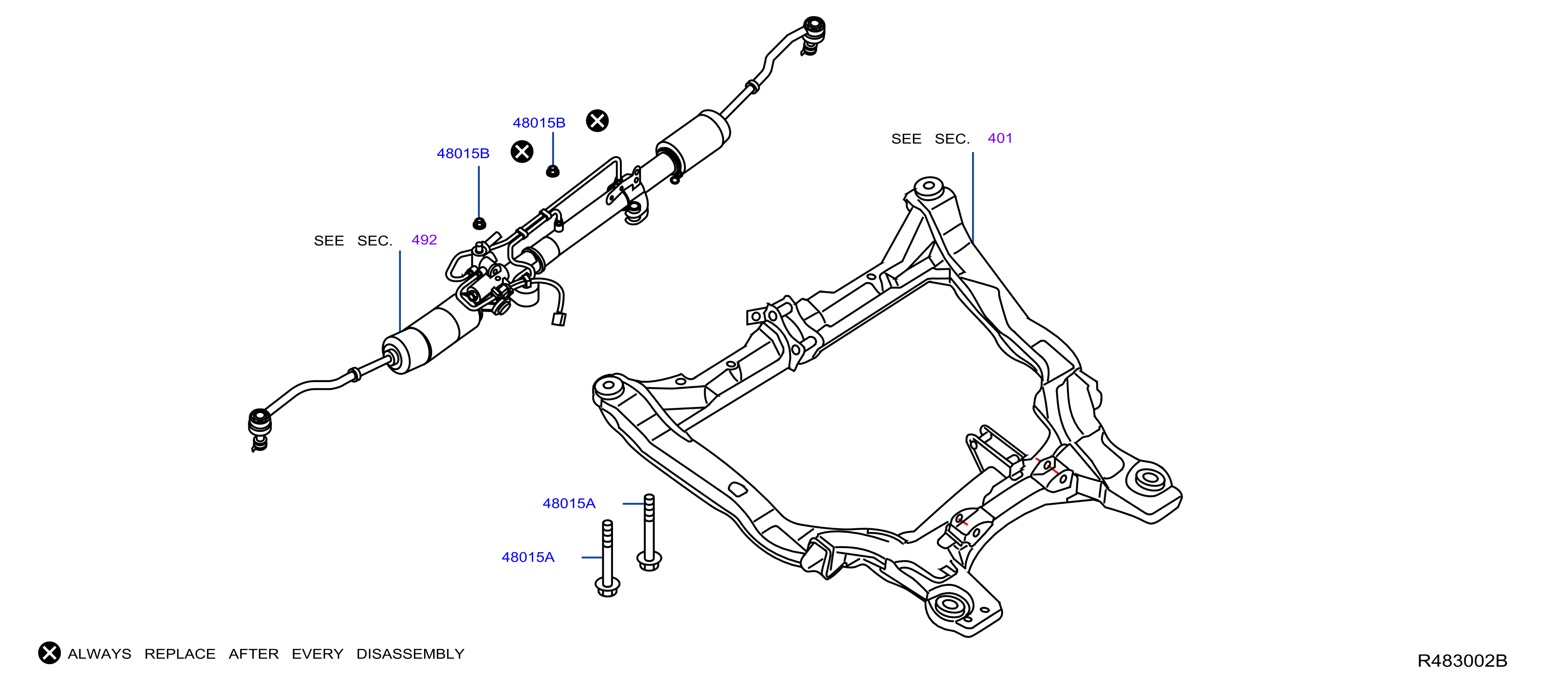 Diagram STEERING GEAR MOUNTING for your 2018 INFINITI M70   