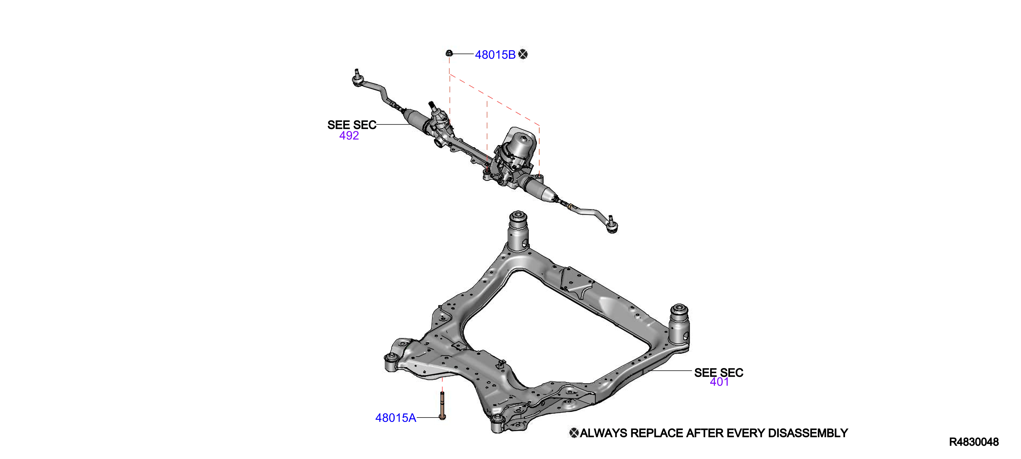 Diagram STEERING GEAR MOUNTING for your INFINITI