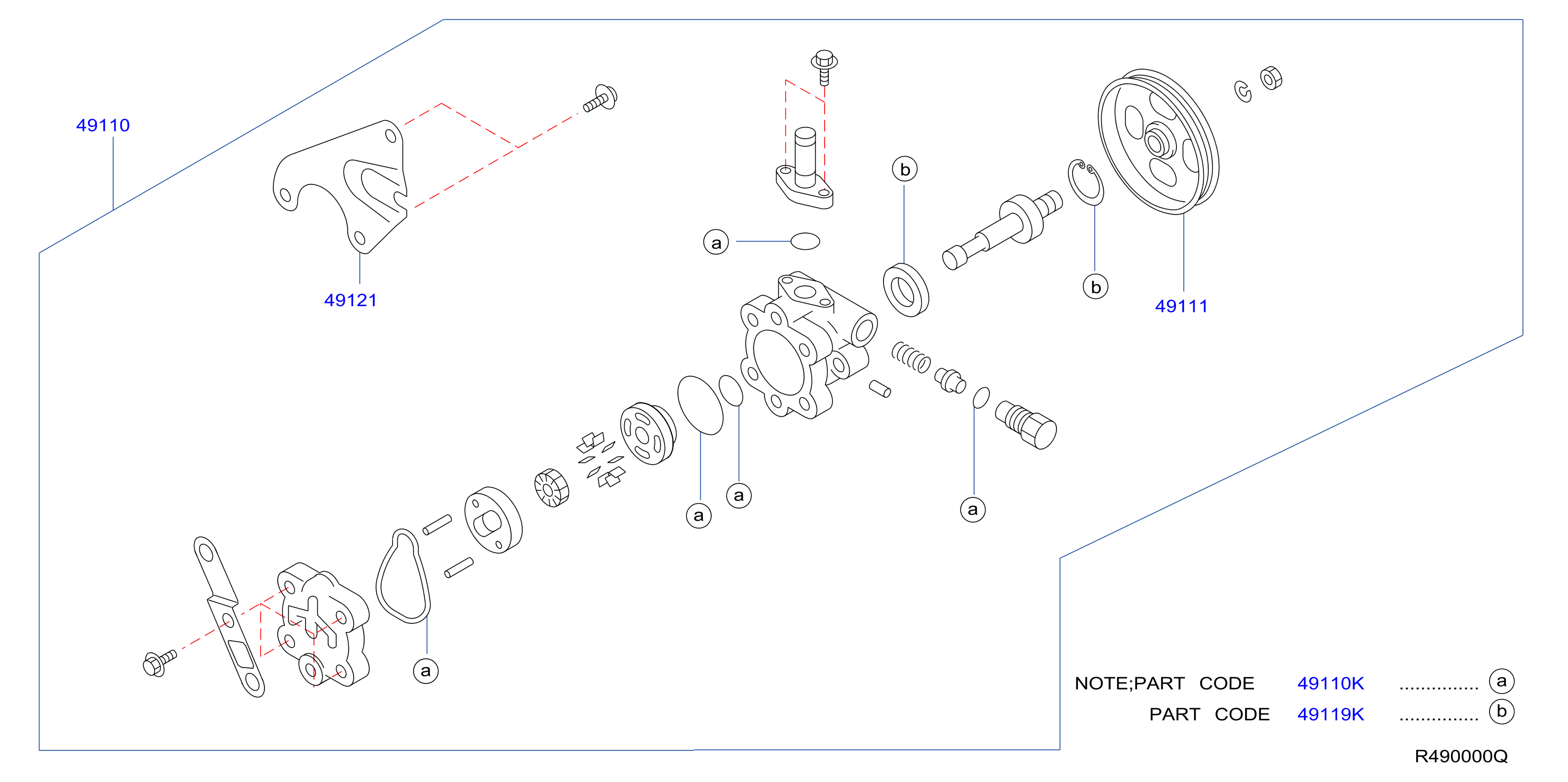 Diagram POWER STEERING PUMP for your 1993 Nissan Pathfinder   