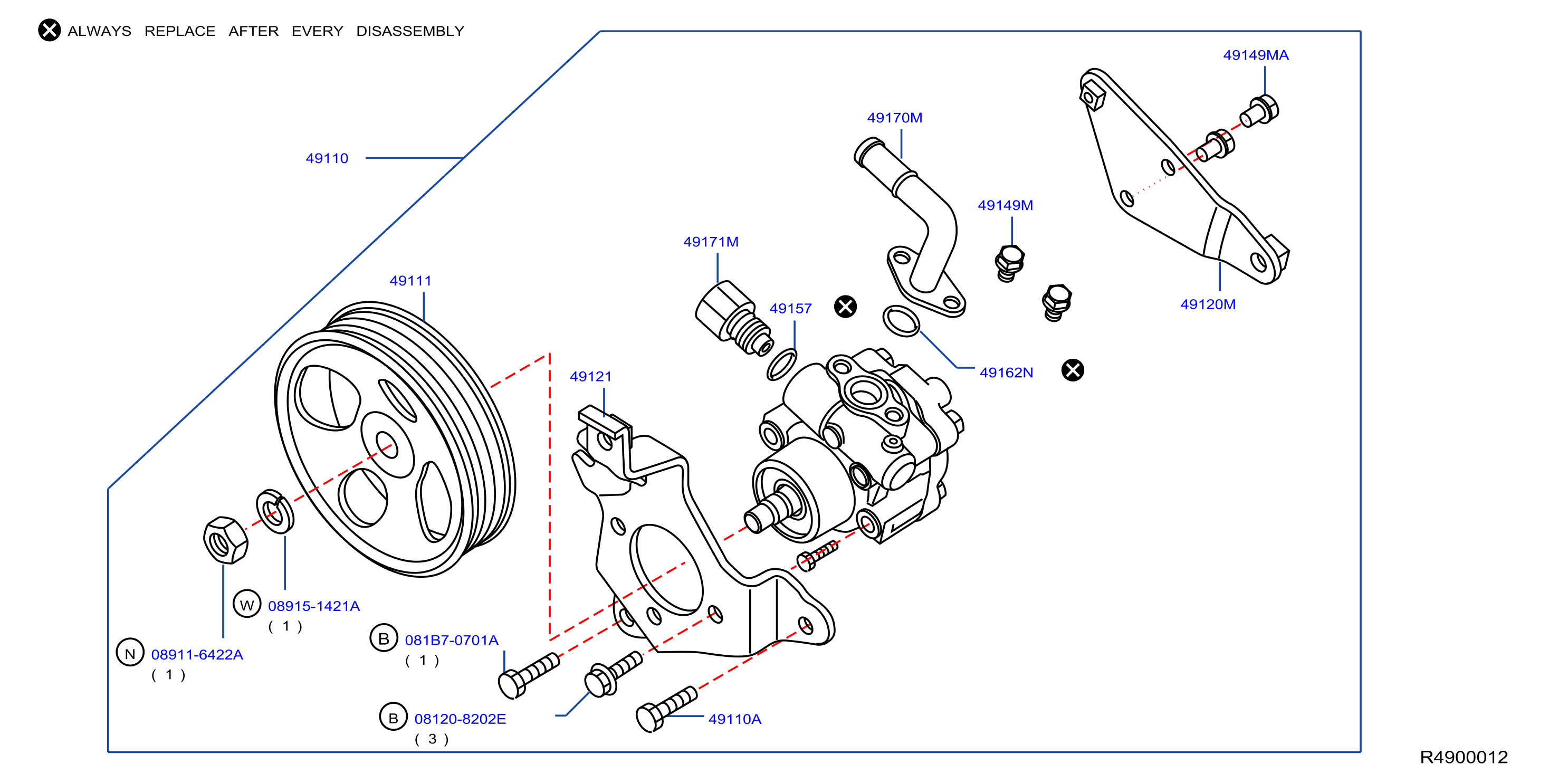 Diagram POWER STEERING PUMP for your 1993 Nissan Pathfinder   