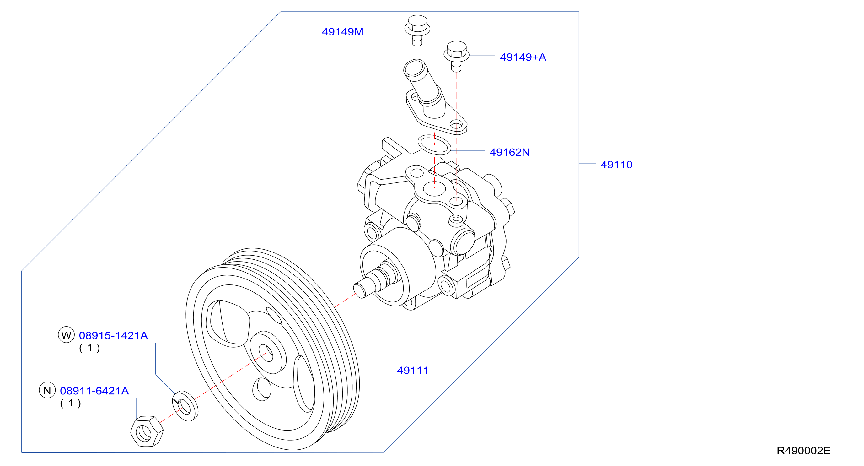 Diagram POWER STEERING PUMP for your 1993 Nissan Pathfinder   