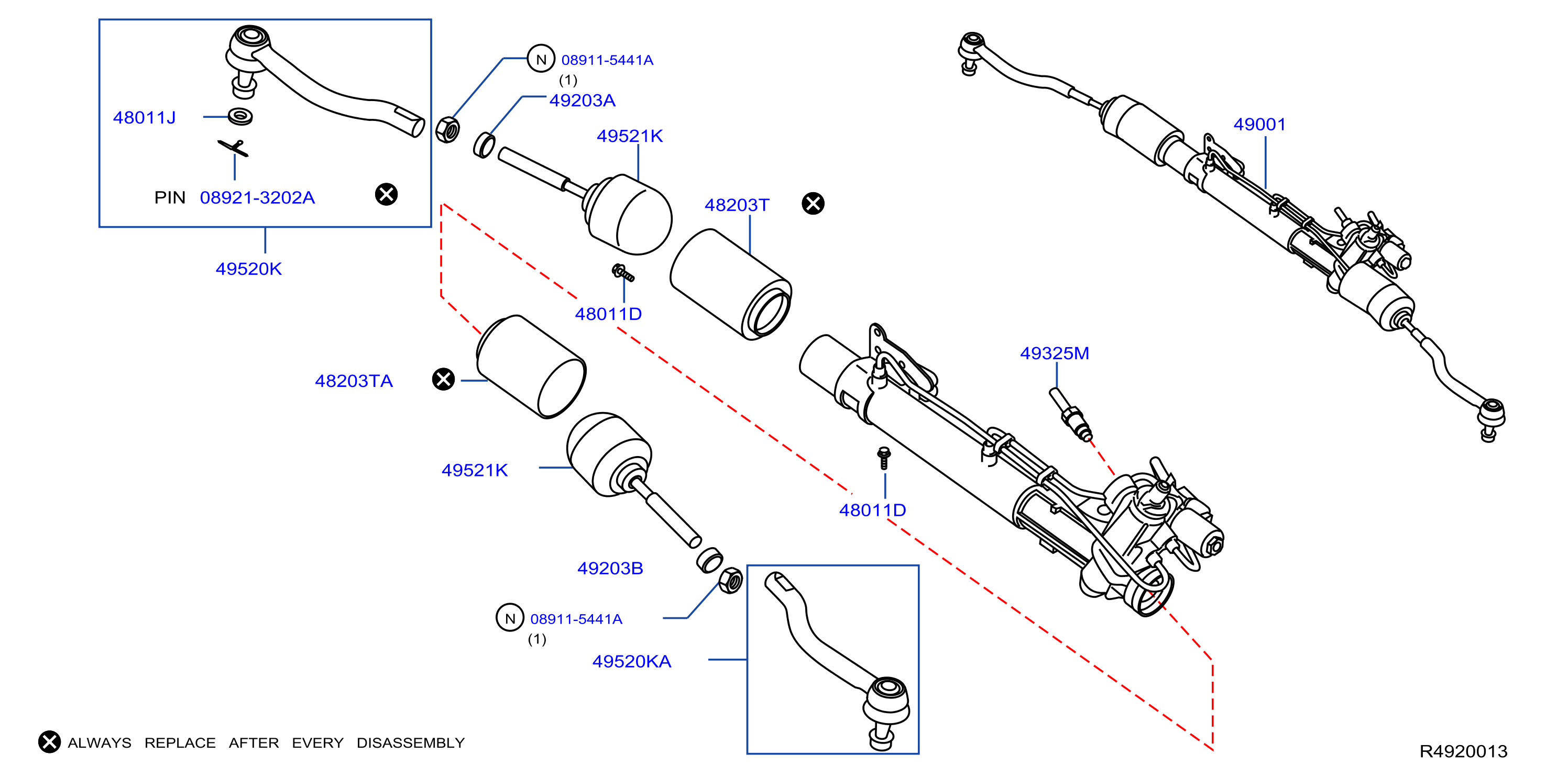 Diagram POWER STEERING GEAR for your Nissan Altima  