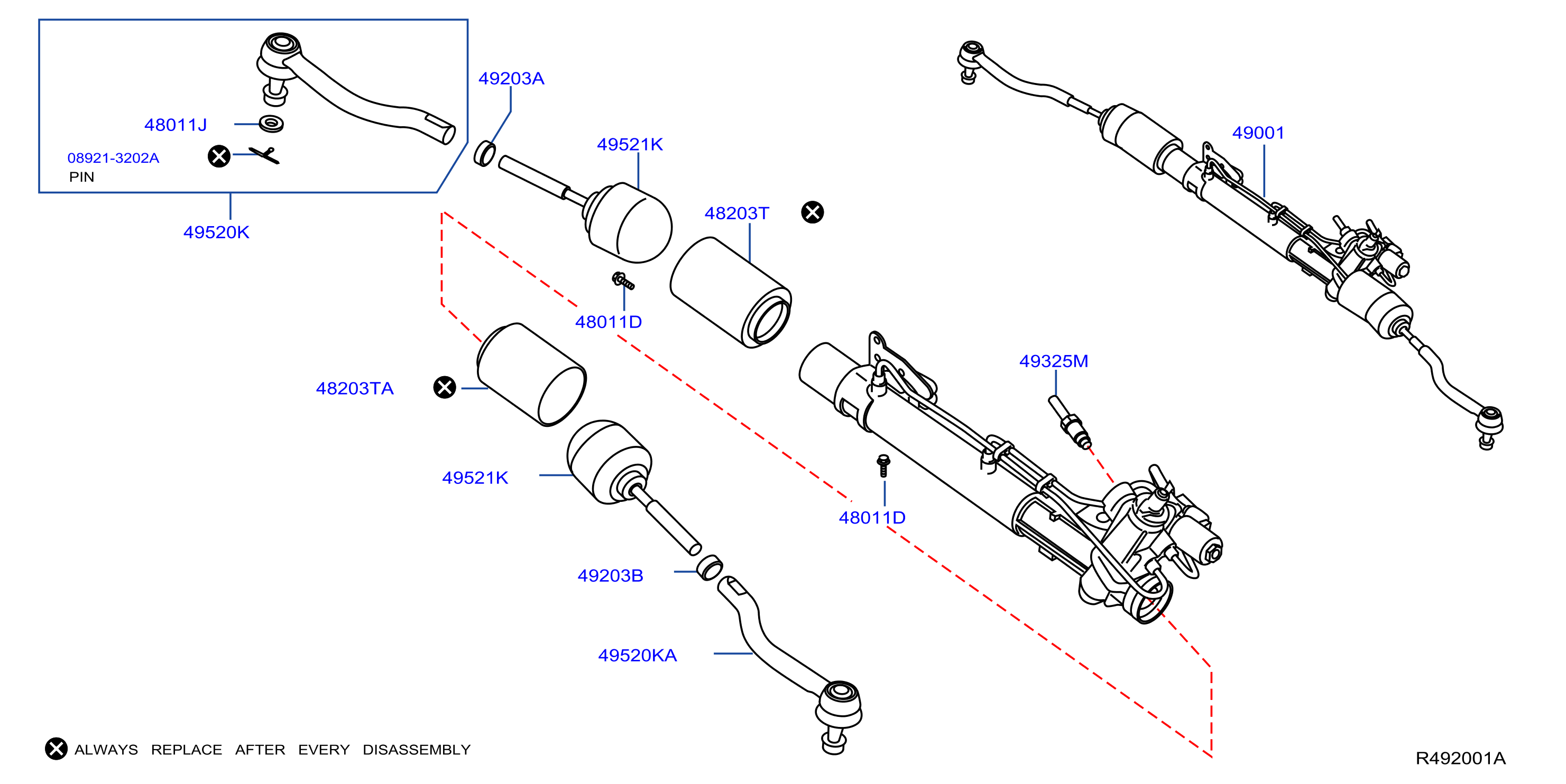 Diagram POWER STEERING GEAR for your Nissan