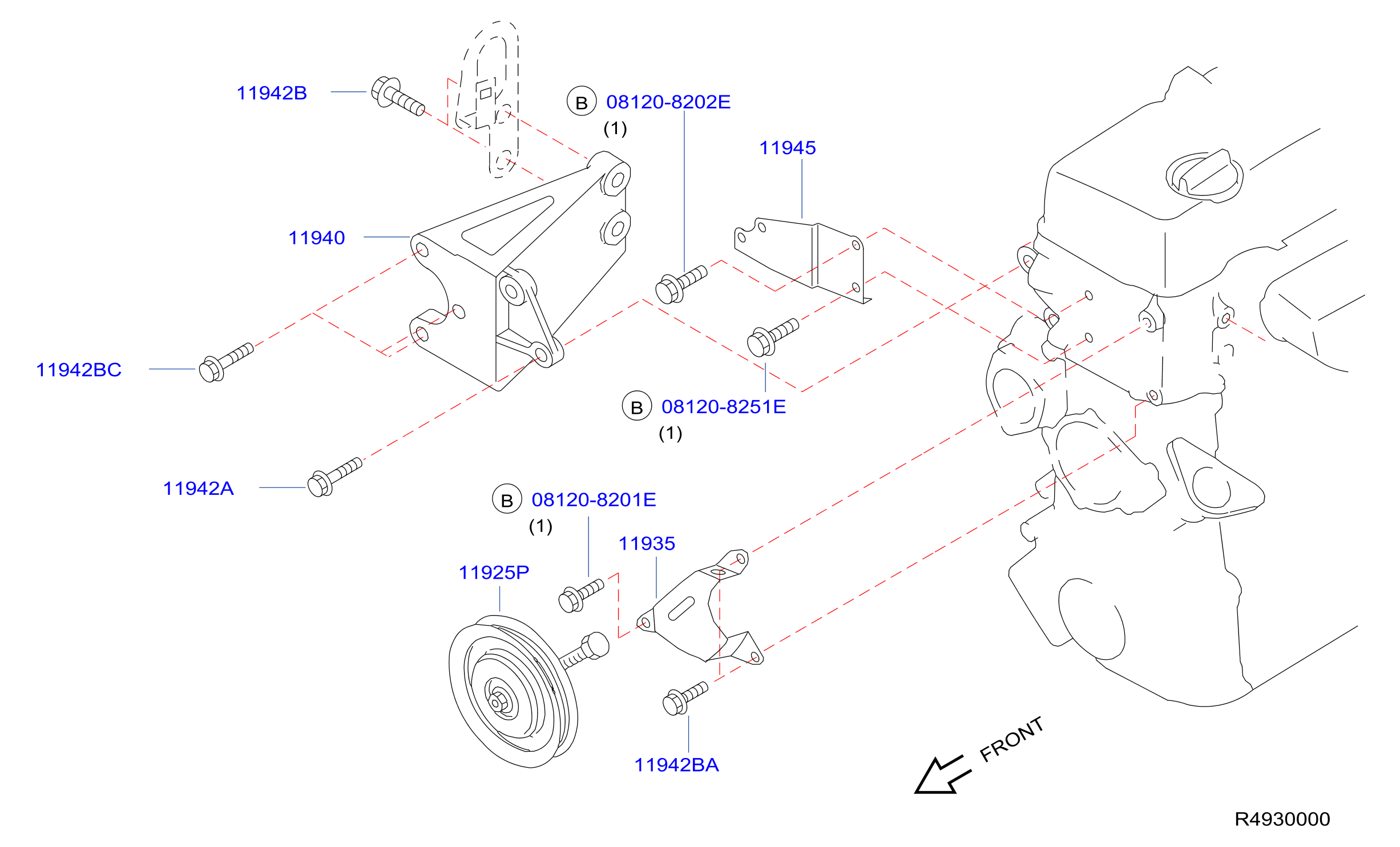 Diagram POWER STEERING PUMP MOUNTING for your 2018 Nissan Titan   