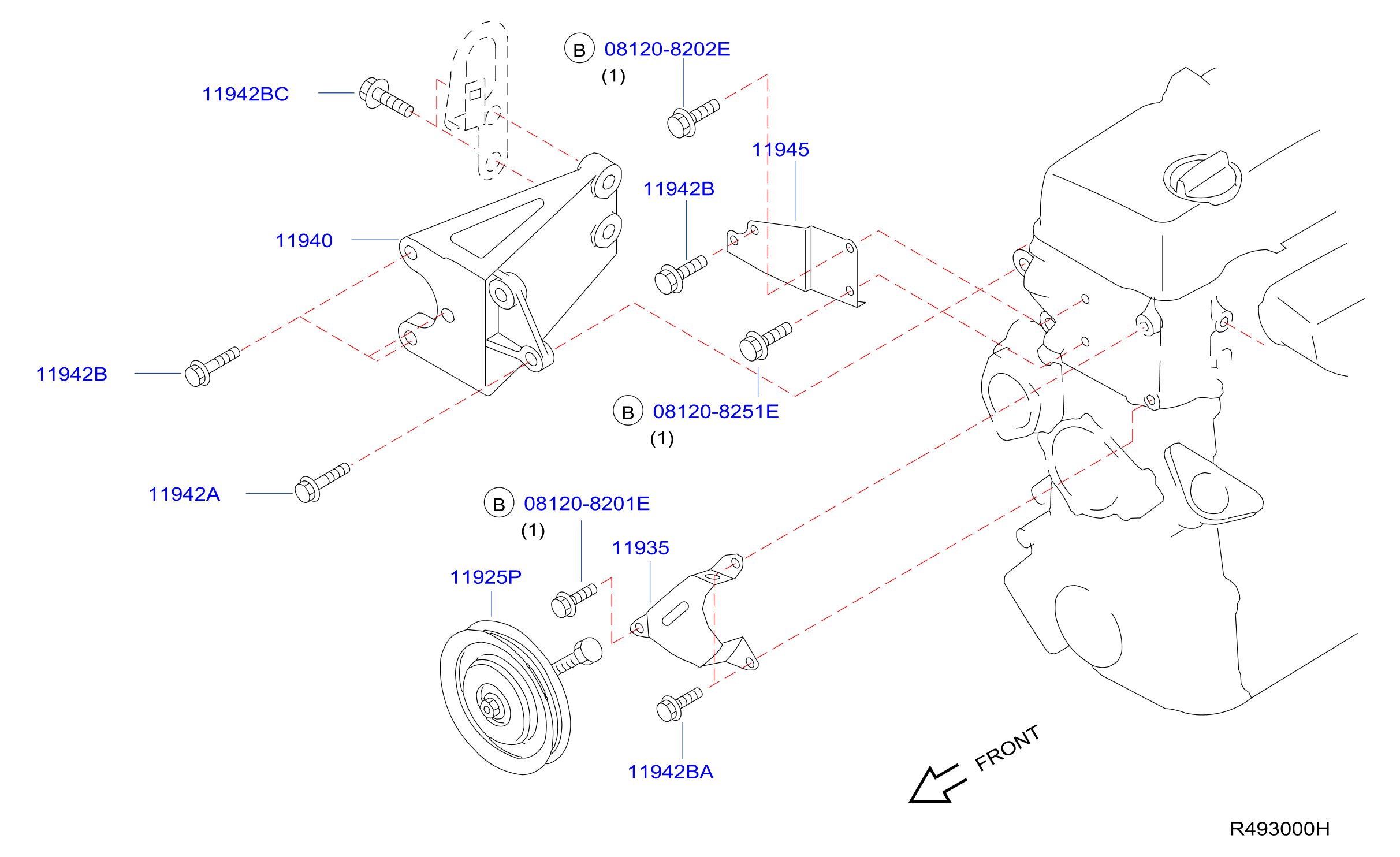 Diagram POWER STEERING PUMP MOUNTING for your 2018 Nissan Titan   