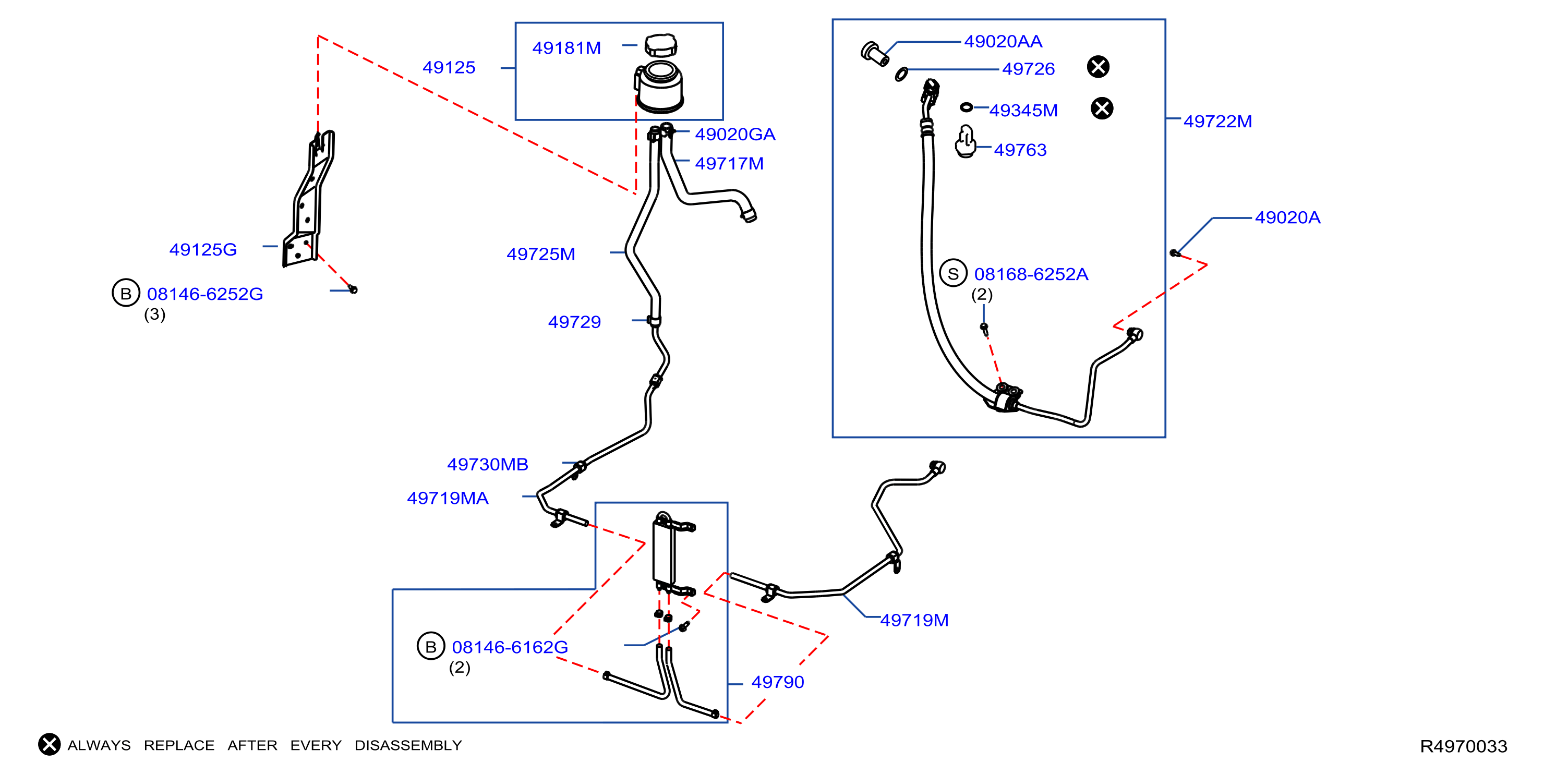 Diagram POWER STEERING PIPING for your Nissan