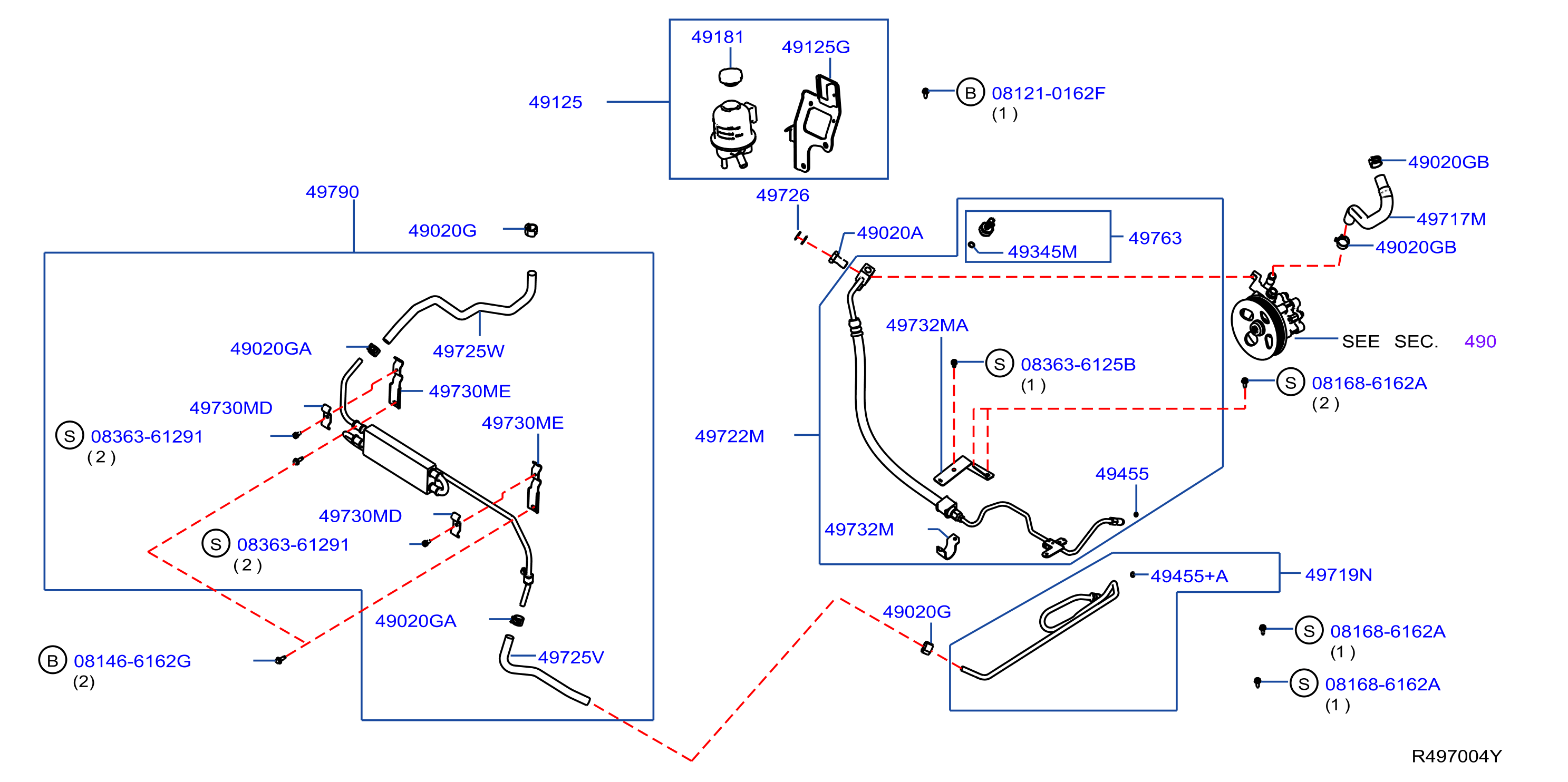 Diagram POWER STEERING PIPING for your 2008 Nissan Sentra   