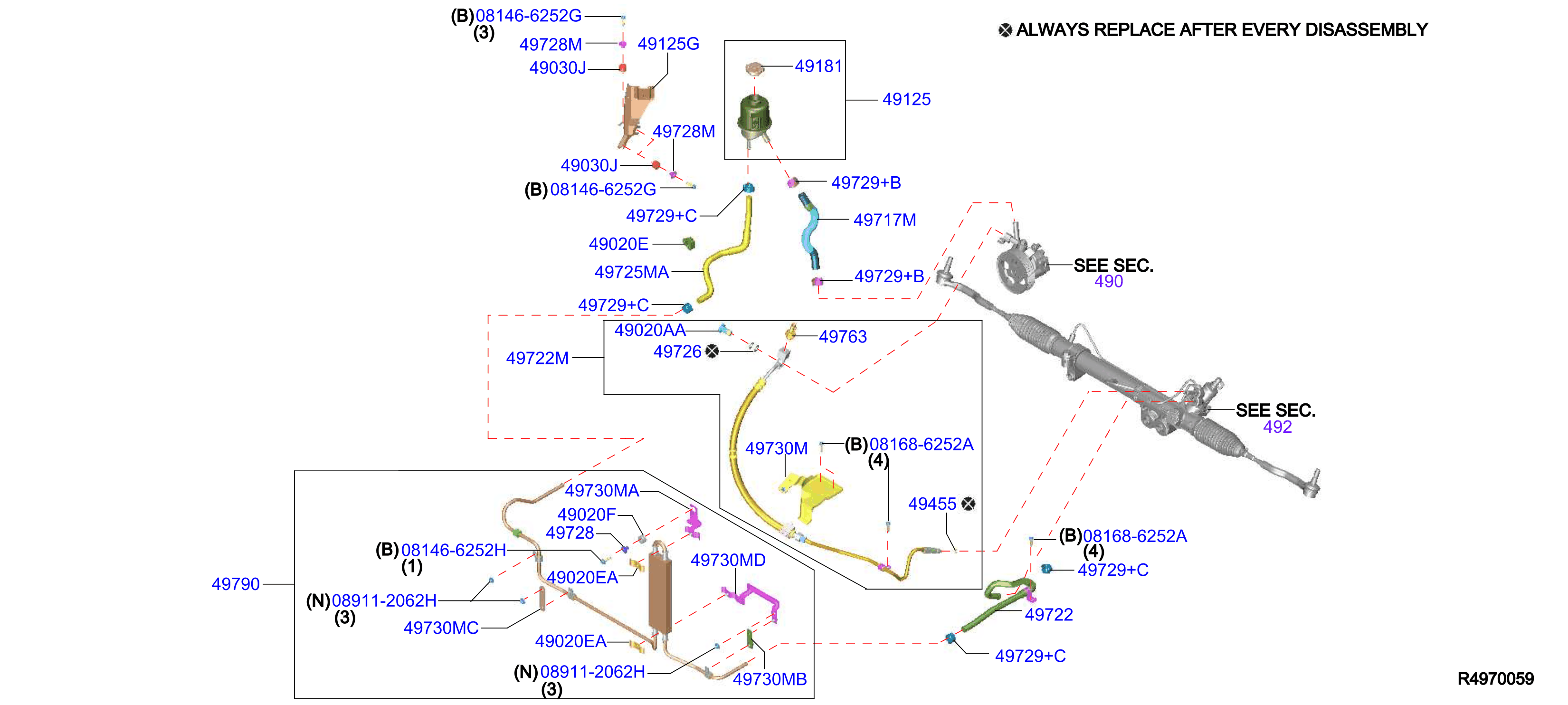 Diagram POWER STEERING PIPING for your 1996 Nissan Sentra   