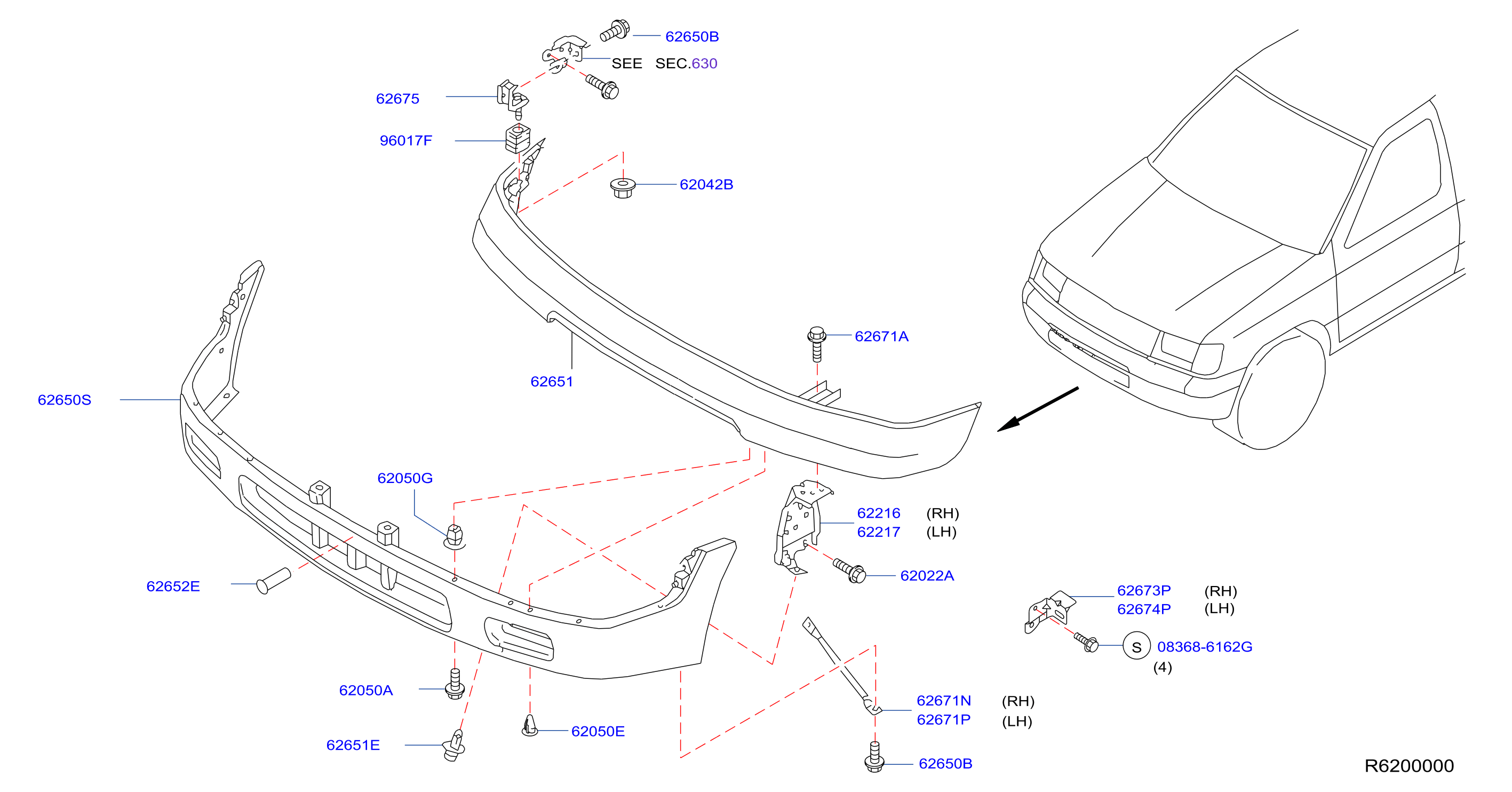 Diagram FRONT BUMPER for your Nissan Xterra  