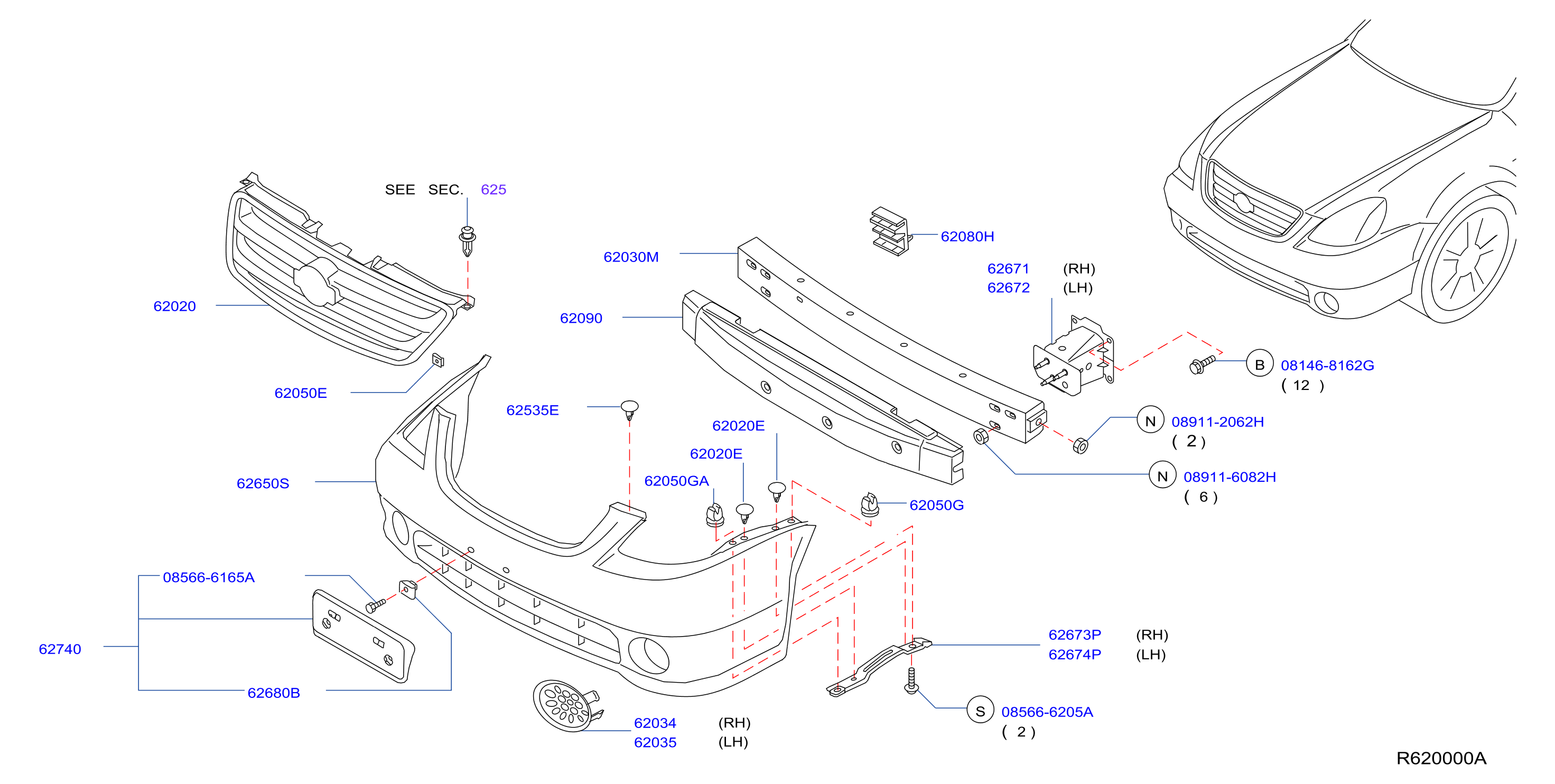 Diagram FRONT BUMPER for your Nissan Altima  